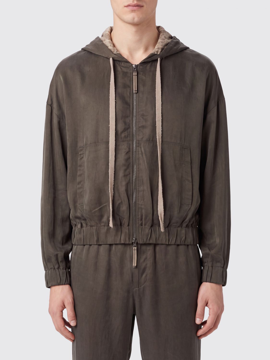 ZIGGY CHEN Kapuzen-Windbreaker von aus Cupro-Baumwolle mit Kängurutasche