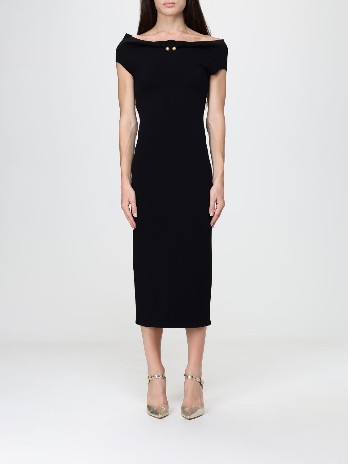 Alberta Ferretti Off-the-shoulder Midi Sheath Dress With Back Slit In 白色
