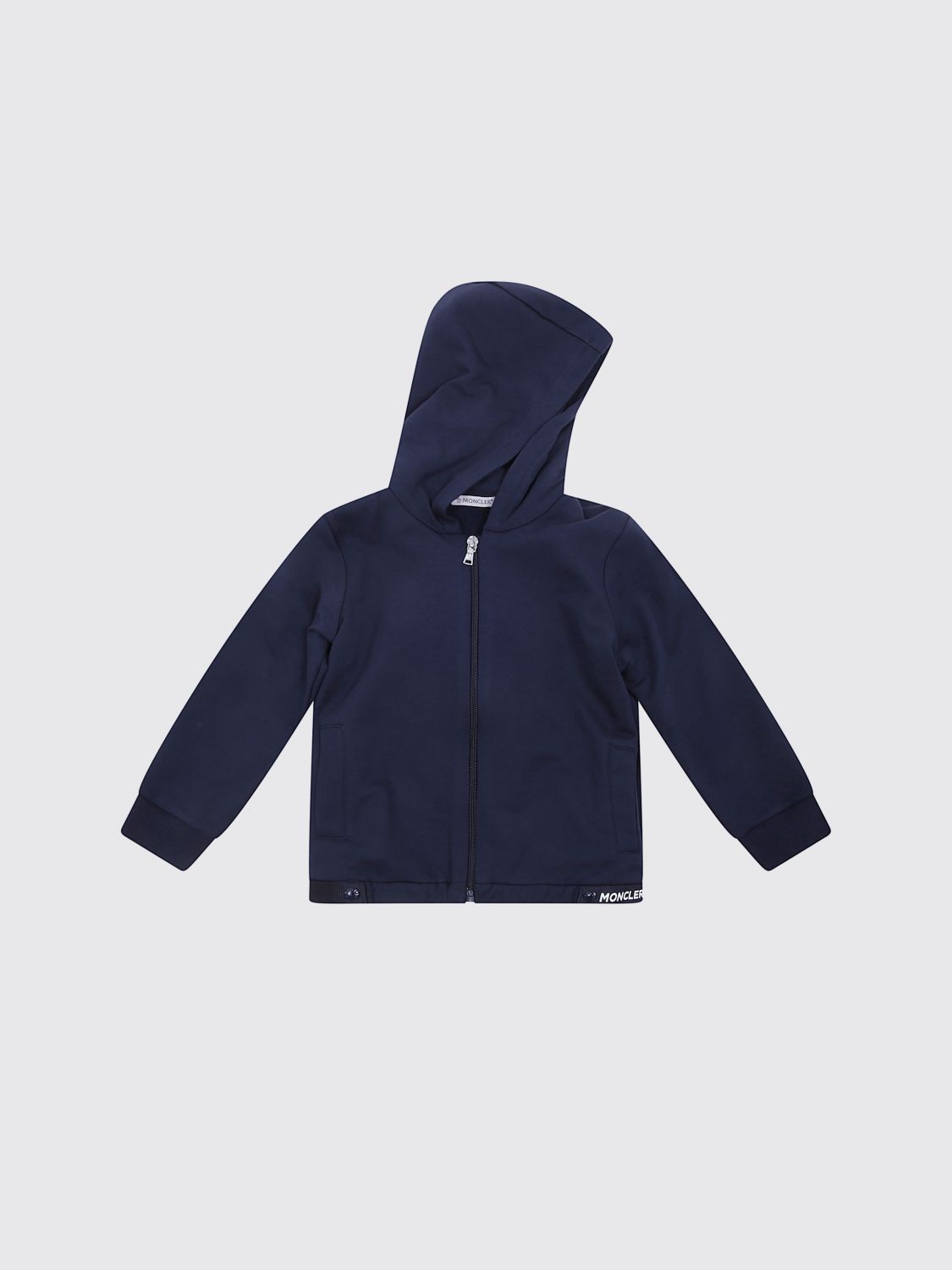 MONCLER Jungen-Kapuzenjacke aus Baumwolle mit Reißverschluss und Logo-Patch