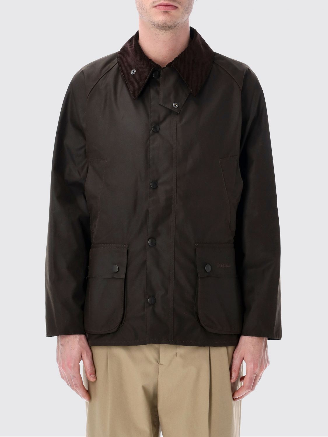 BARBOUR Bedale Waxed Cotton Jacket with Corduroy Collar