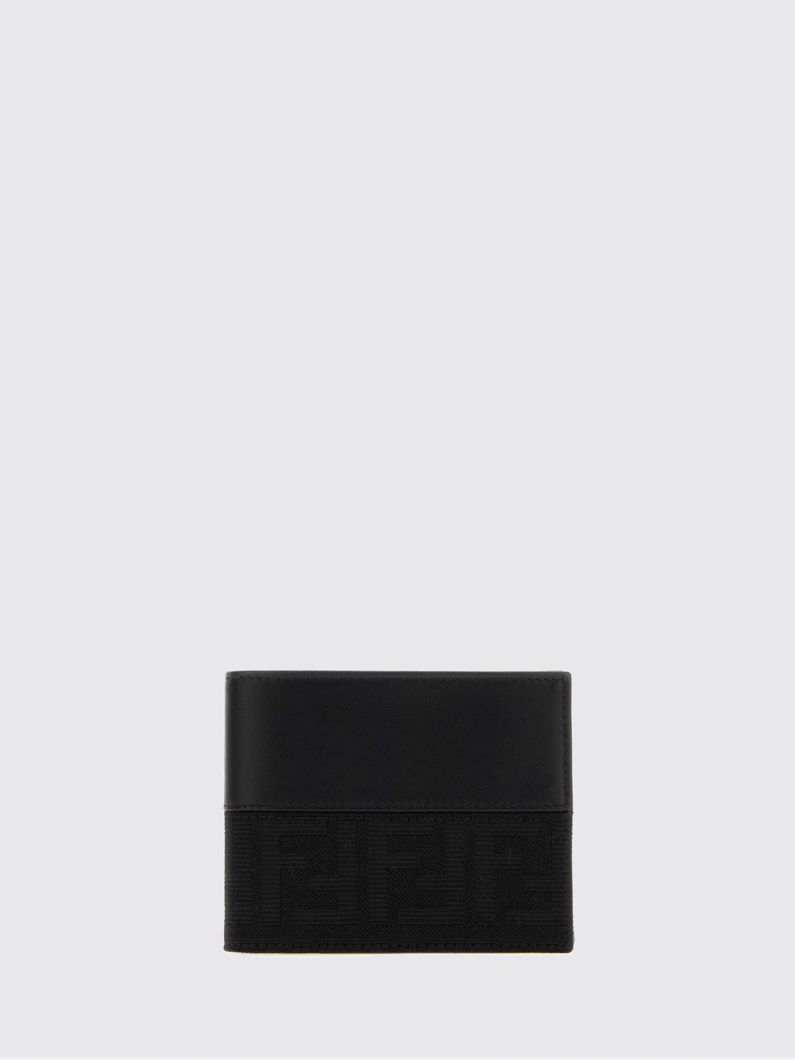 Fendi FF Jacquard Fabric Wallet with Coin Pocket and Leather Details