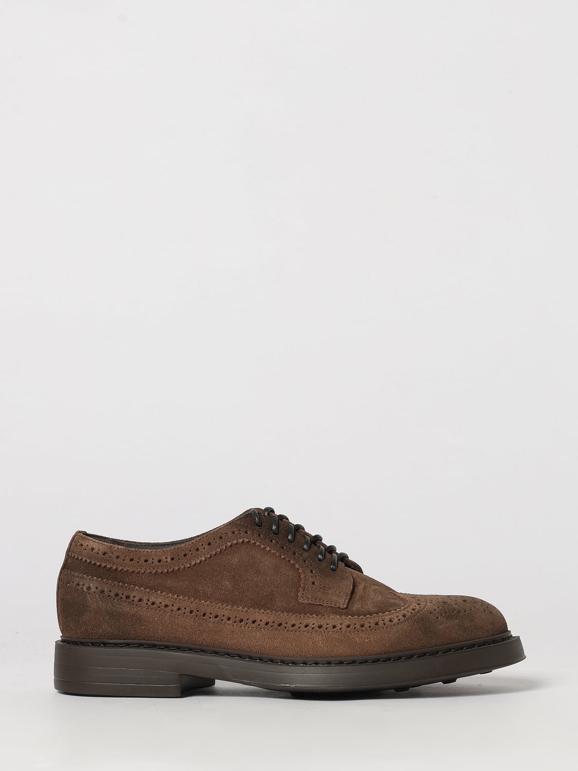 DOUCAL'S Suede Derby Shoes with Swallow-Tail Brogue Detailing