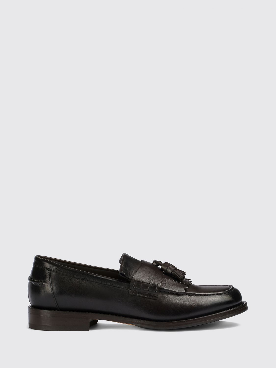 Doucal's Tassel Loafers in Smooth Calfskin Leather and Leather Sole