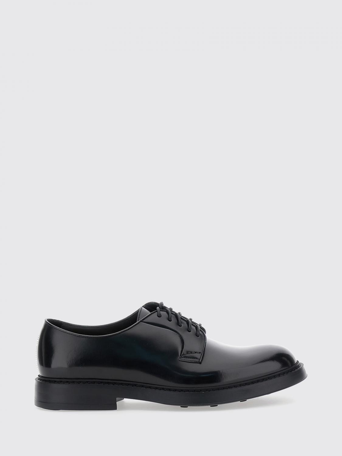 Doucal's Wine-Coloured Brushed Calfskin Derby Shoes with Rubber Sole