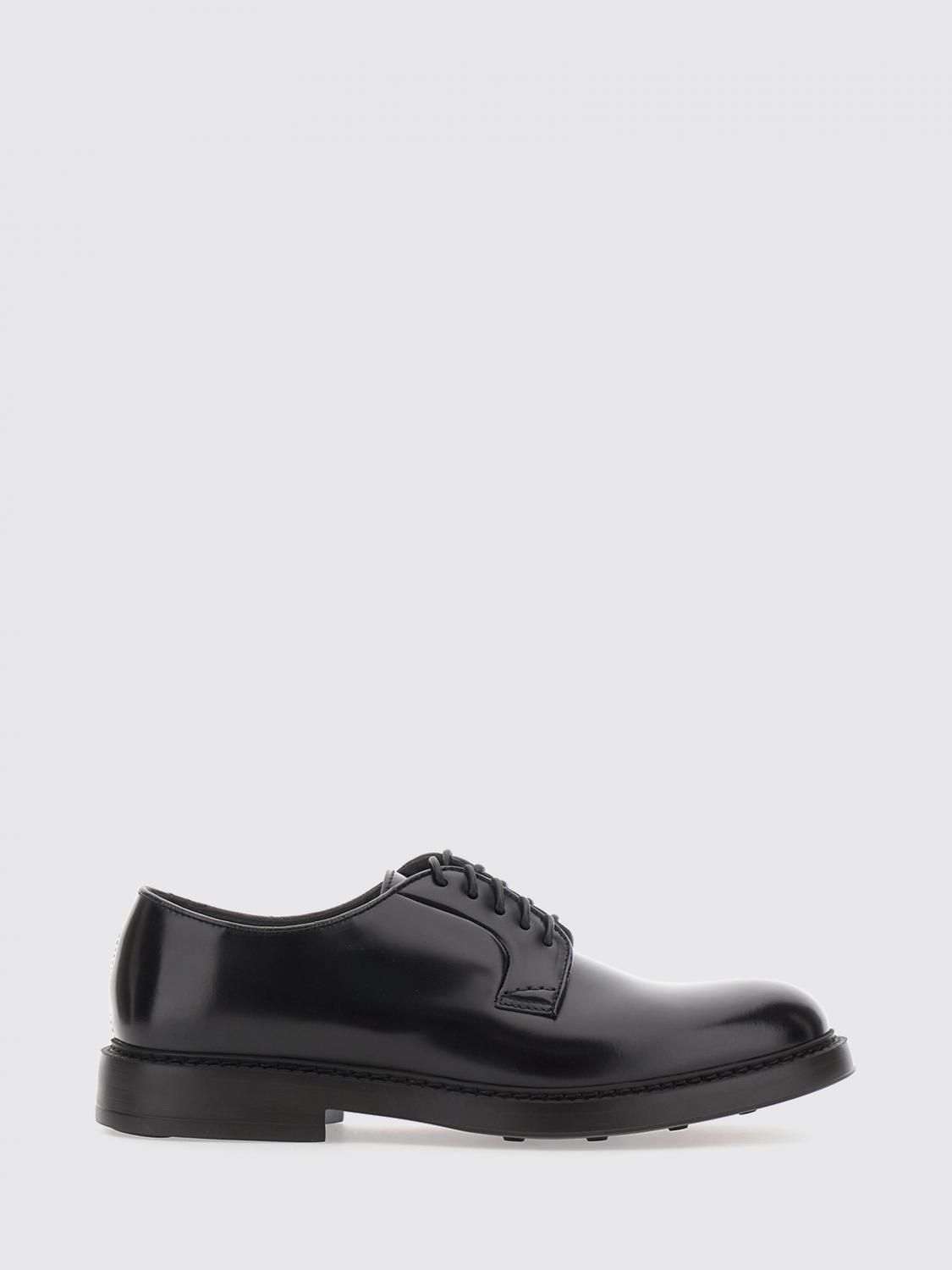 Doucal's Wine-Coloured Brushed Calfskin Derby Shoes with Rubber Sole