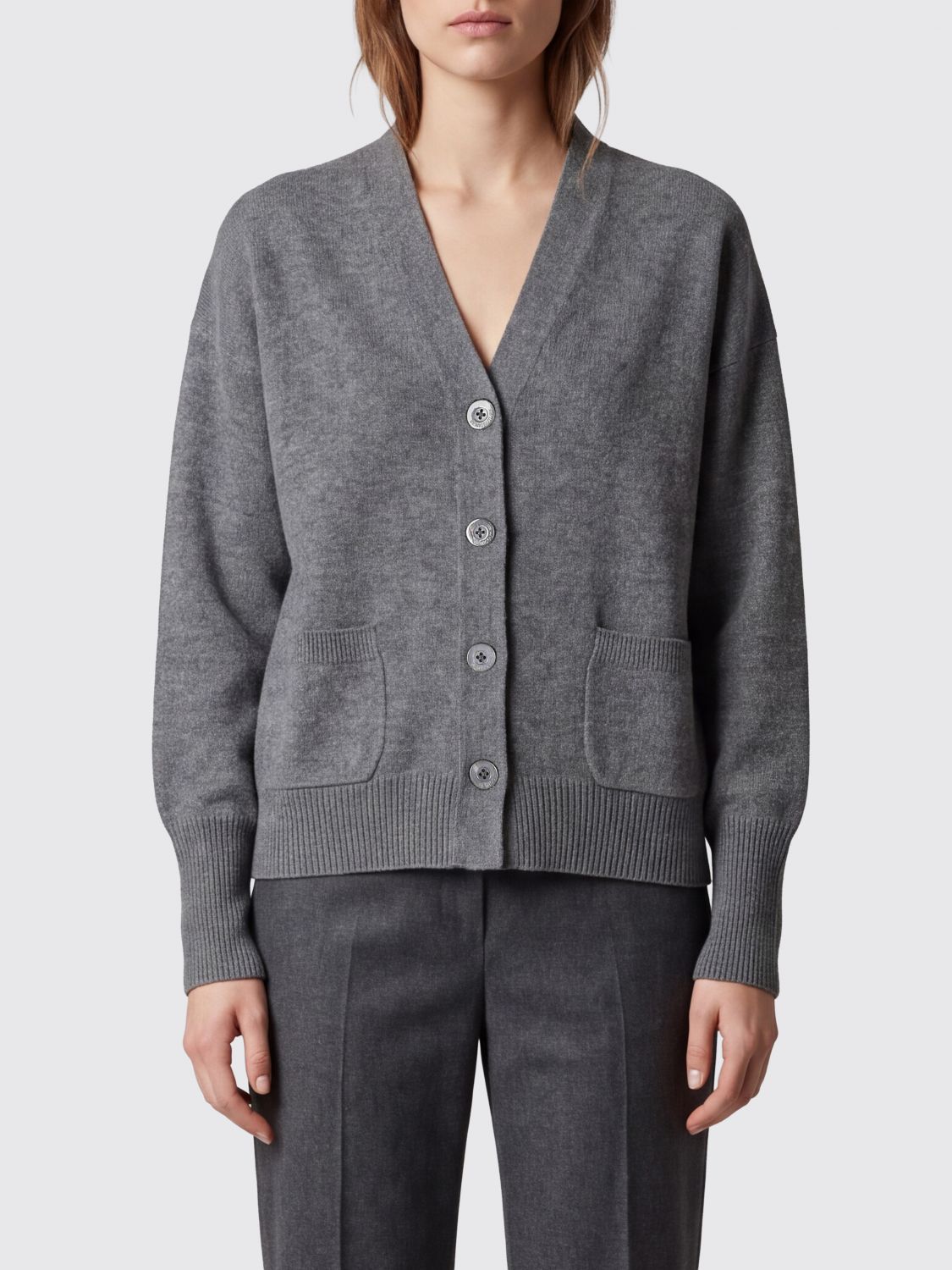SEMICOUTURE Cardigan Esther in lana con scollo a V e tasche a toppa