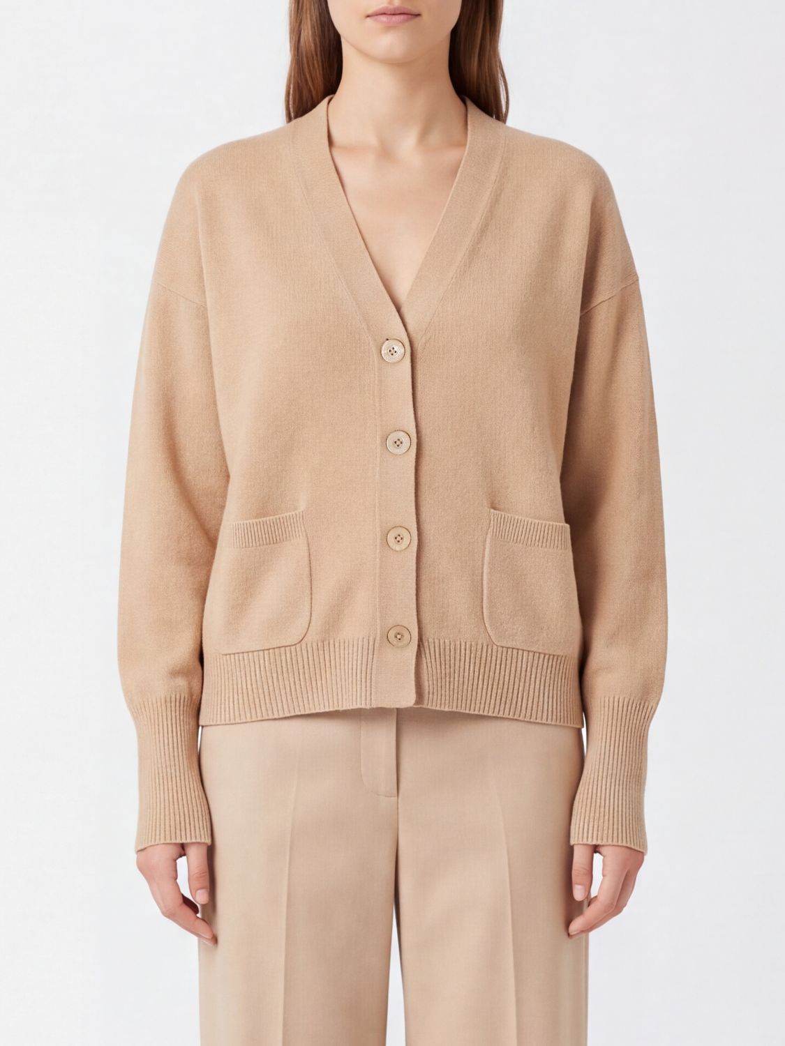 SEMICOUTURE Cardigan Esther in lana con scollo a V e tasche a toppa