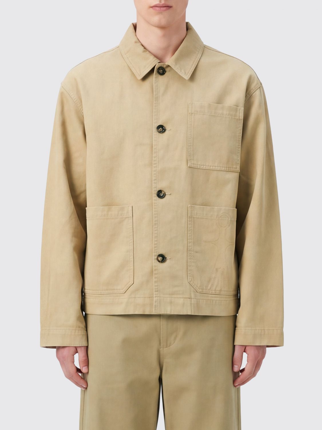 JW ANDERSON Relaxed Fit Cotton Shirt Jacket with Dropped Shoulders and Patch Pockets