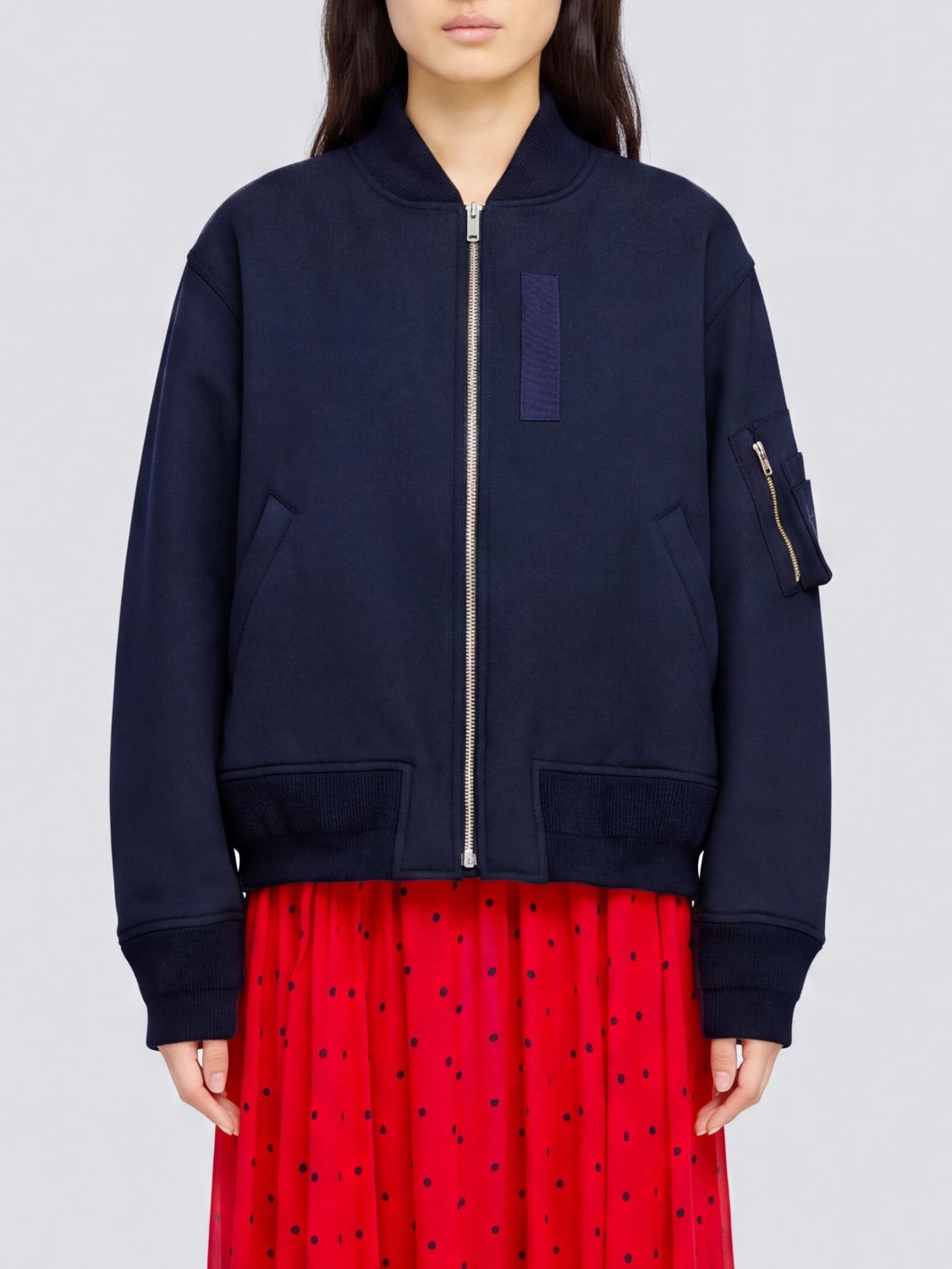 SEMICOUTURE Wool Blend Bomber Jacket with Elasticated Collar