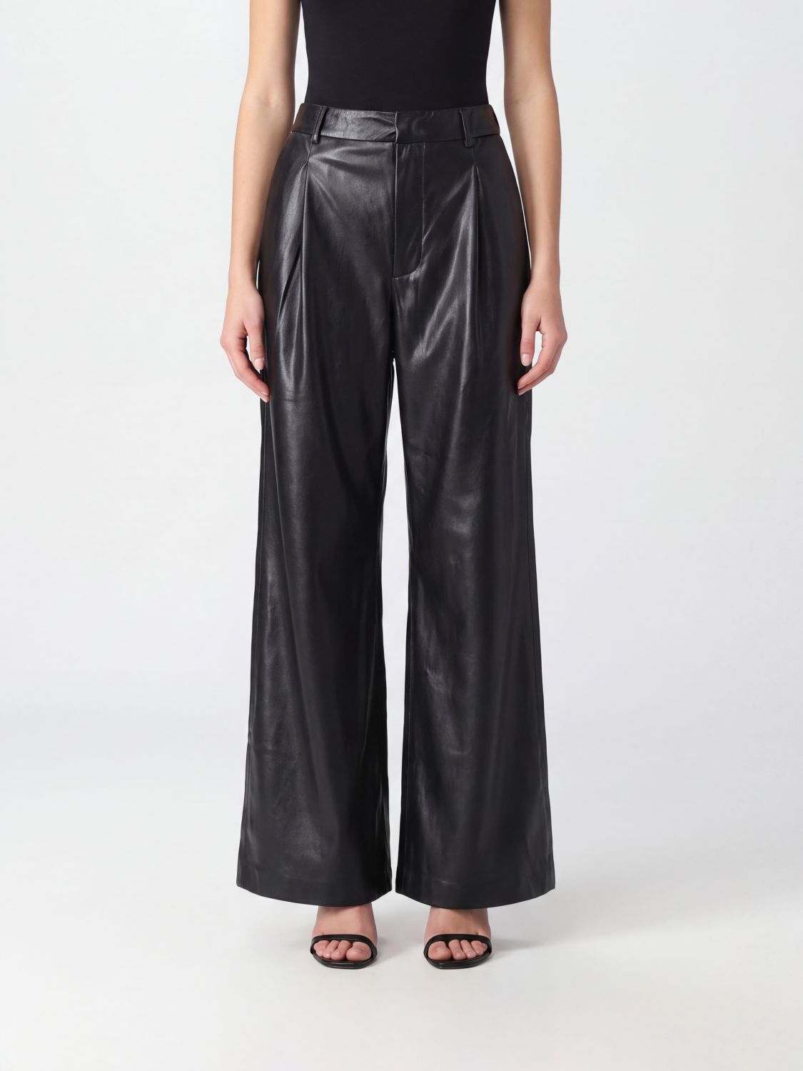 THE ANDAMANE Pantaloni baggy Sasha a vita alta in pelle sintetica