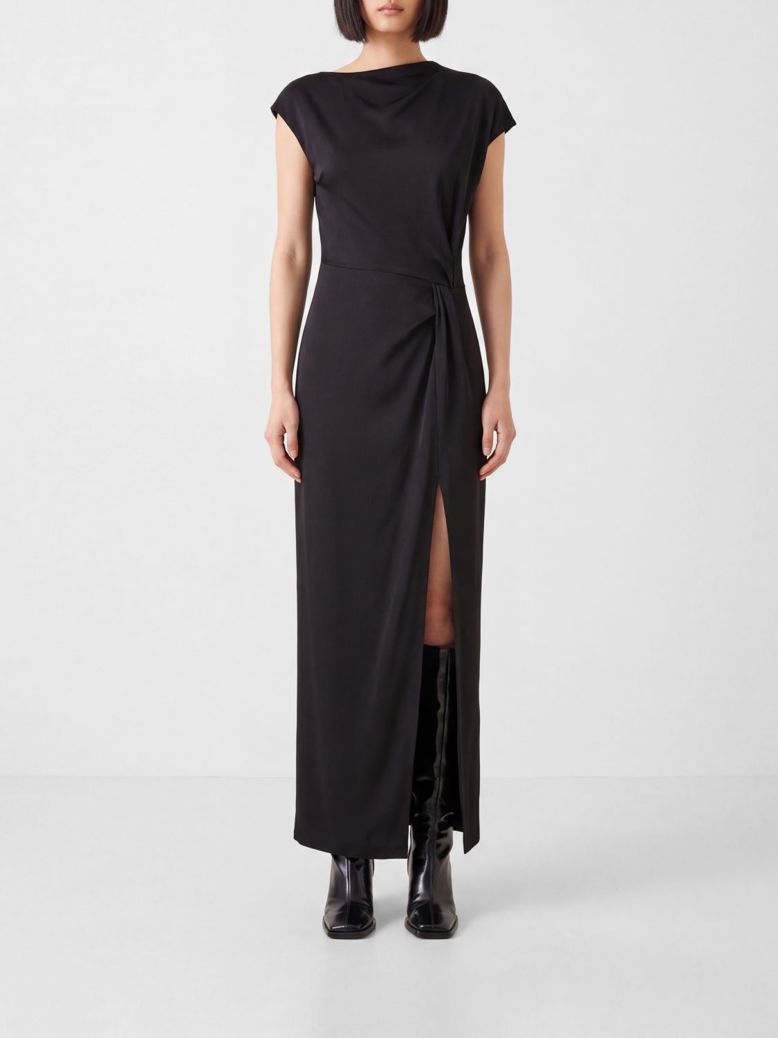 FEDERICA TOSI Asymmetrisches, drapiertes Midi-Abendkleid aus Satin