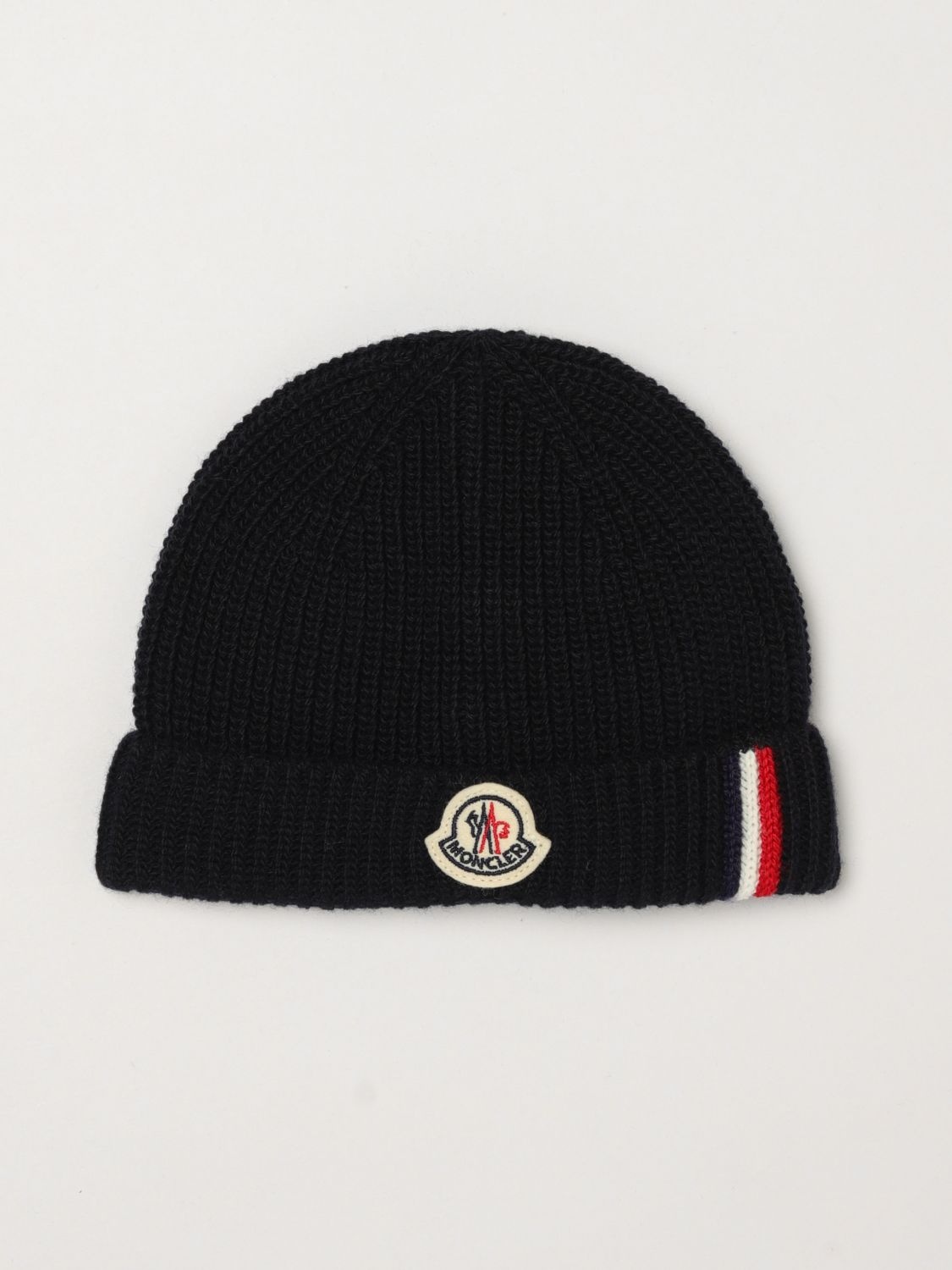 MONCLER Mütze für Jungen aus reiner Schurwolle mit aufgesetztem Logo