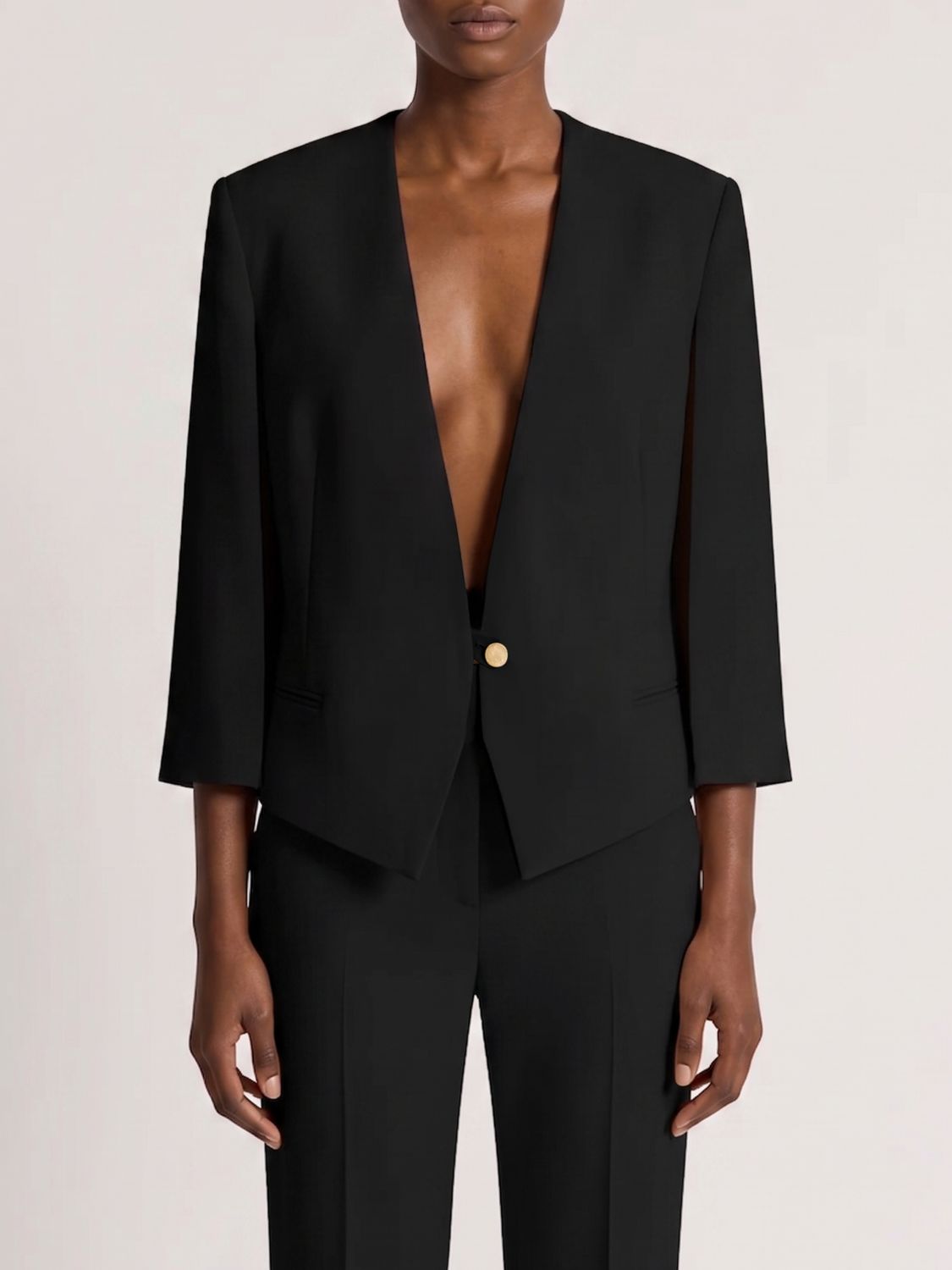ALBERTA FERRETTI Single-Breasted Viscose Blazer with Asymmetric Hem