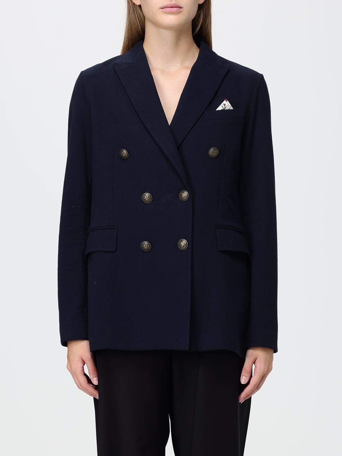 CIRCOLO 1901 Zweireihiger Baumwoll-Blazer mit Metallknöpfen