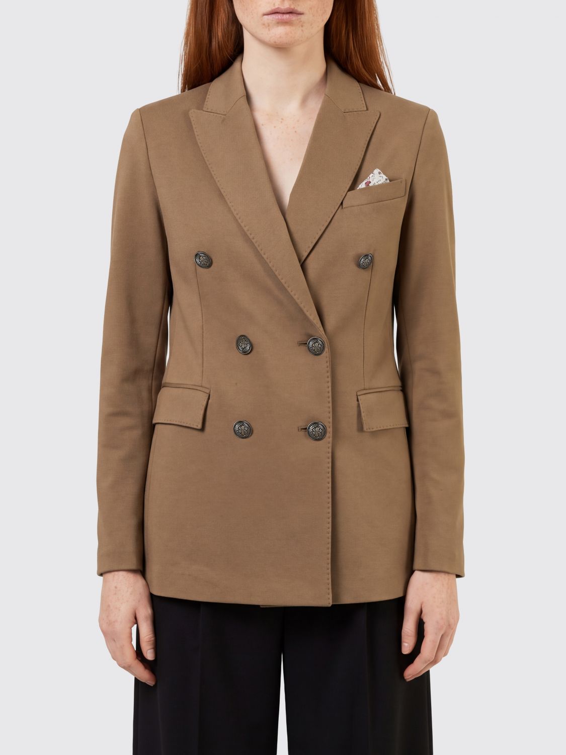 CIRCOLO 1901 Zweireihiger Baumwoll-Blazer mit Metallknöpfen