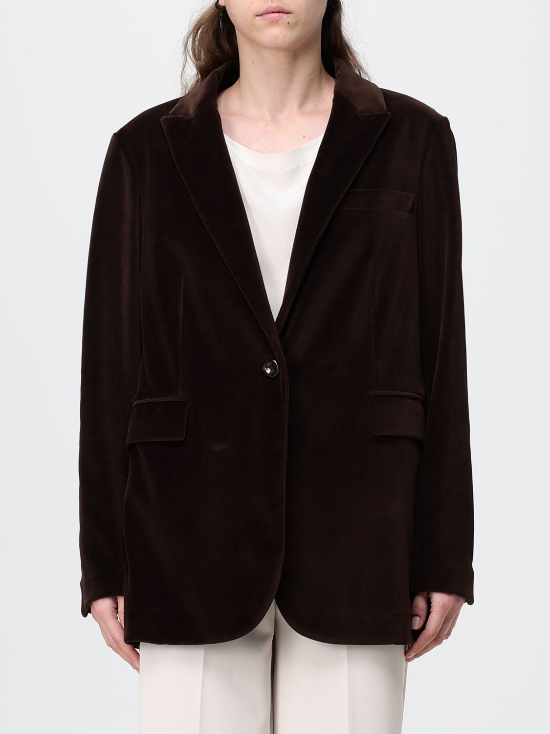 CIRCOLO 1901 Einreihiger Samt-Blazer mit steigendem Revers