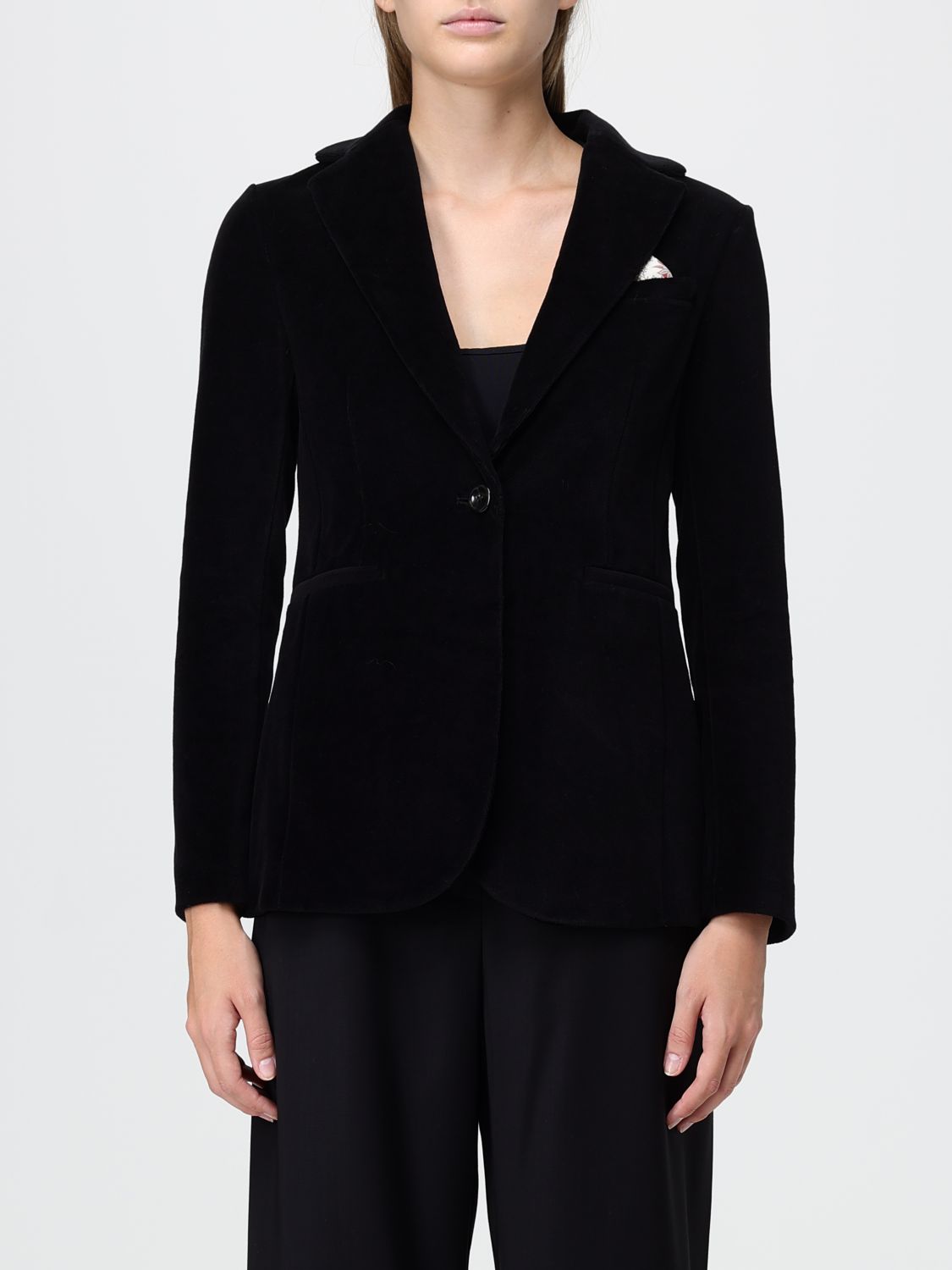 CIRCOLO 1901 Single-Breasted Velvet Blazer with Slit Pockets