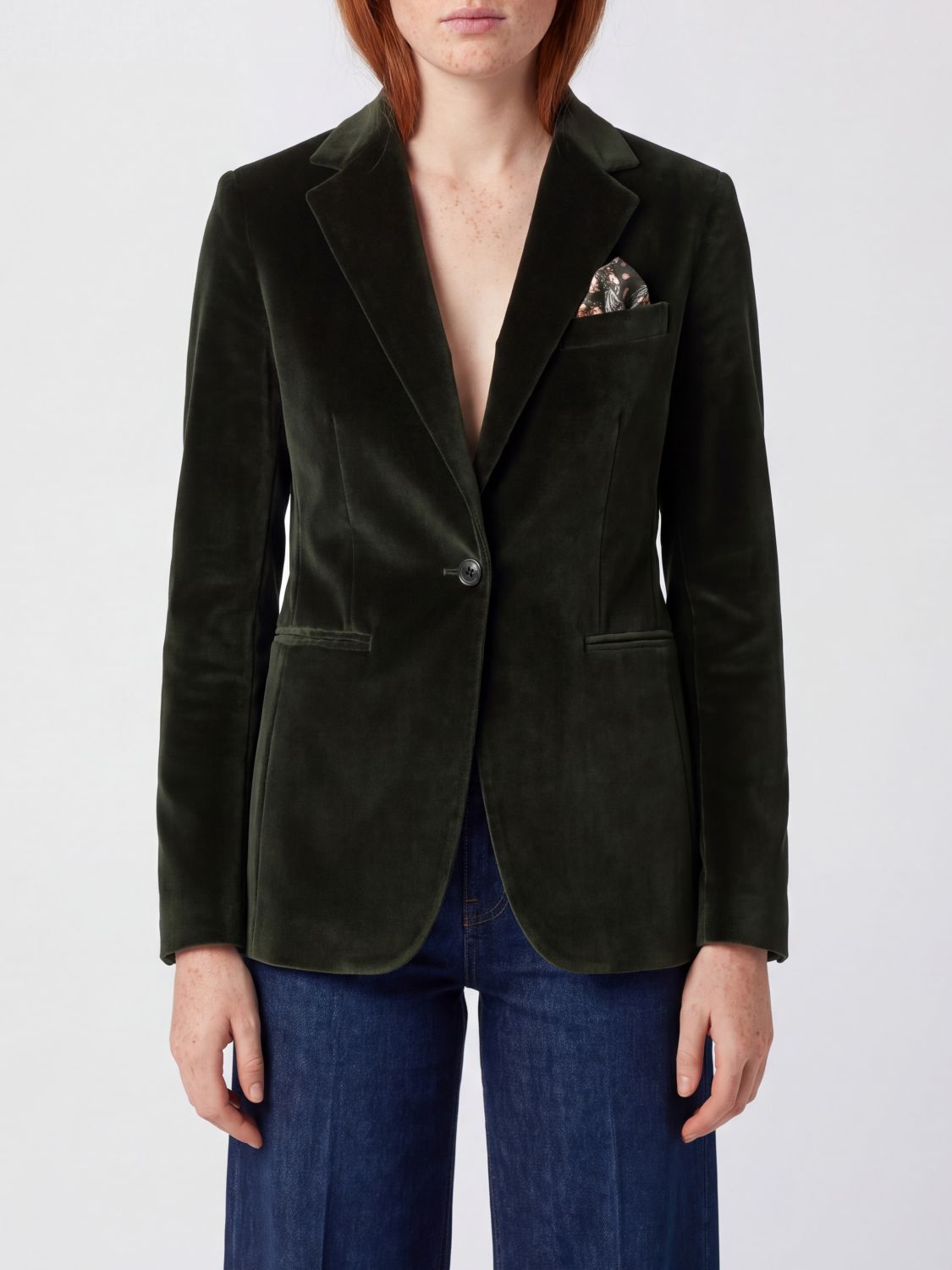 CIRCOLO 1901 Einreihiger Samt-Blazer mit Eingrifftaschen