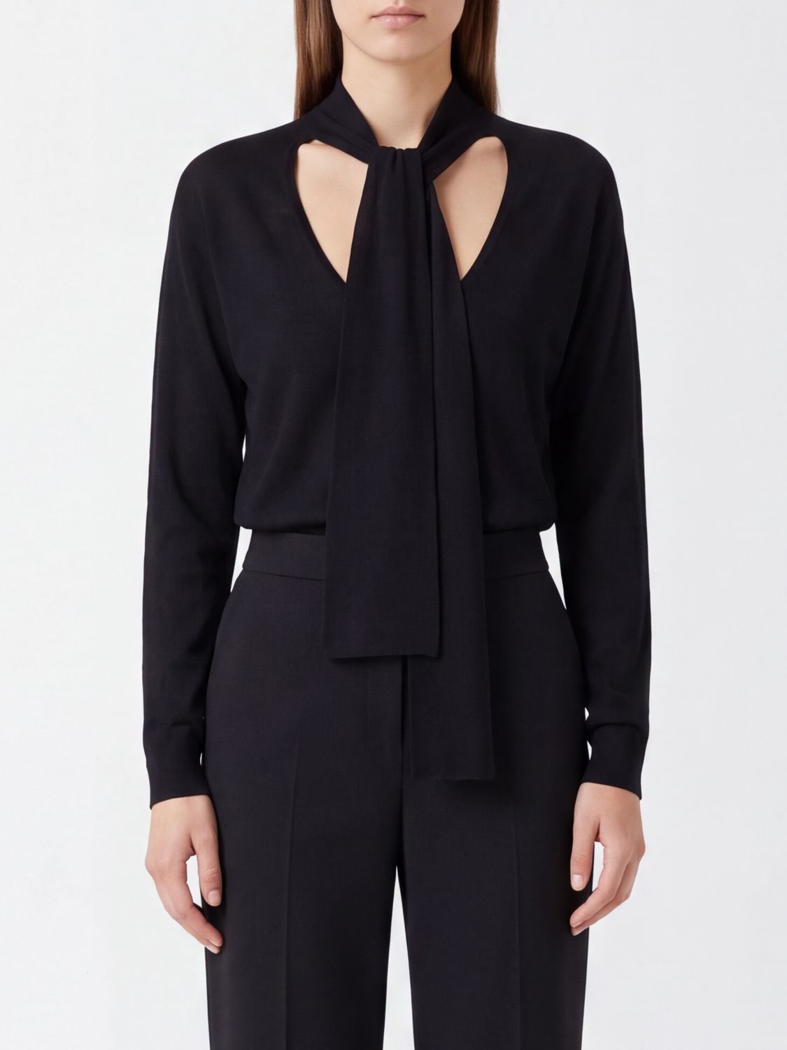 Roberto Collina Wool Jumper with V-Neck and Scarf Collar