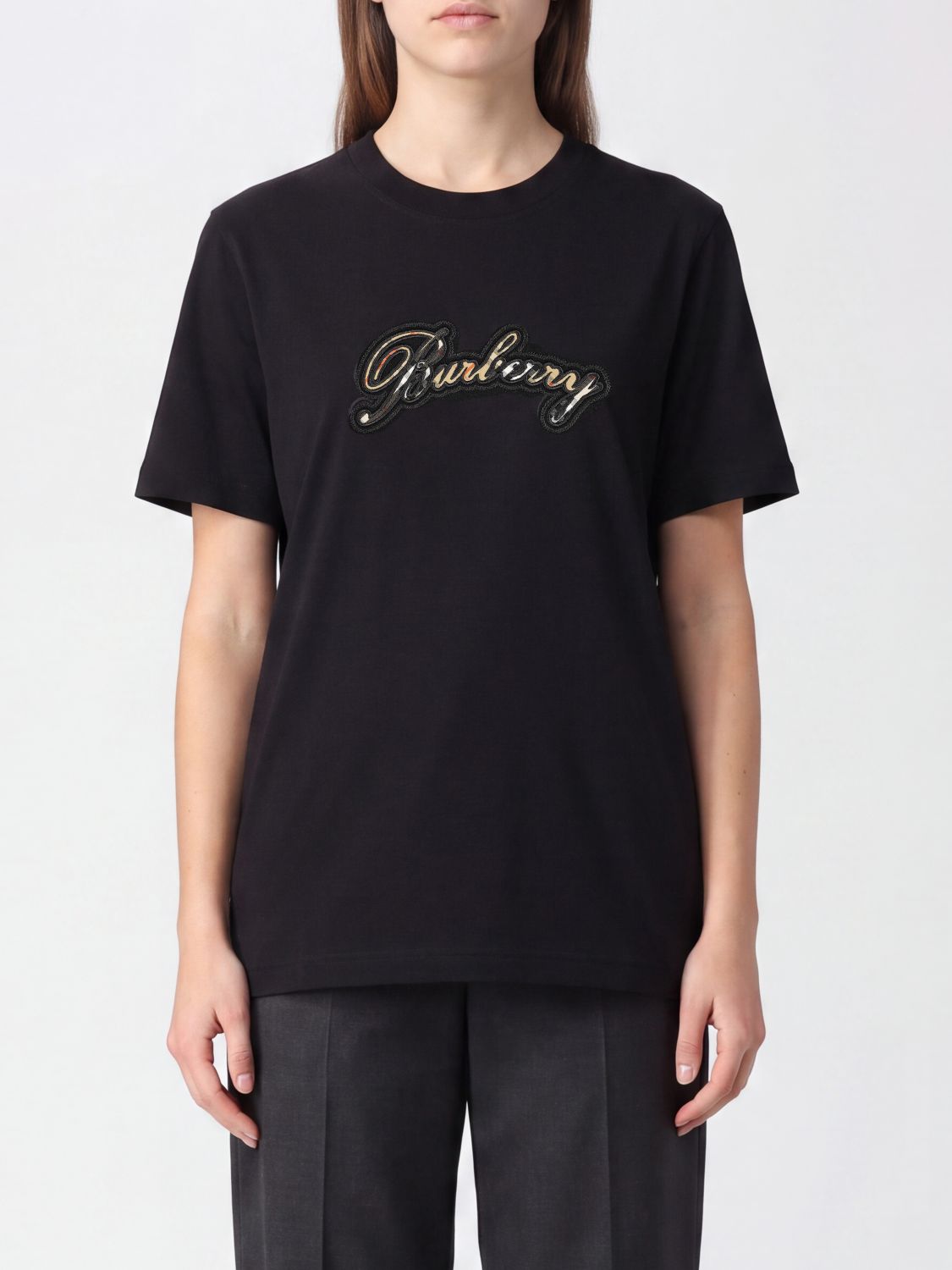 BURBERRY Baumwoll-T-Shirt mit kontrastierendem Logo