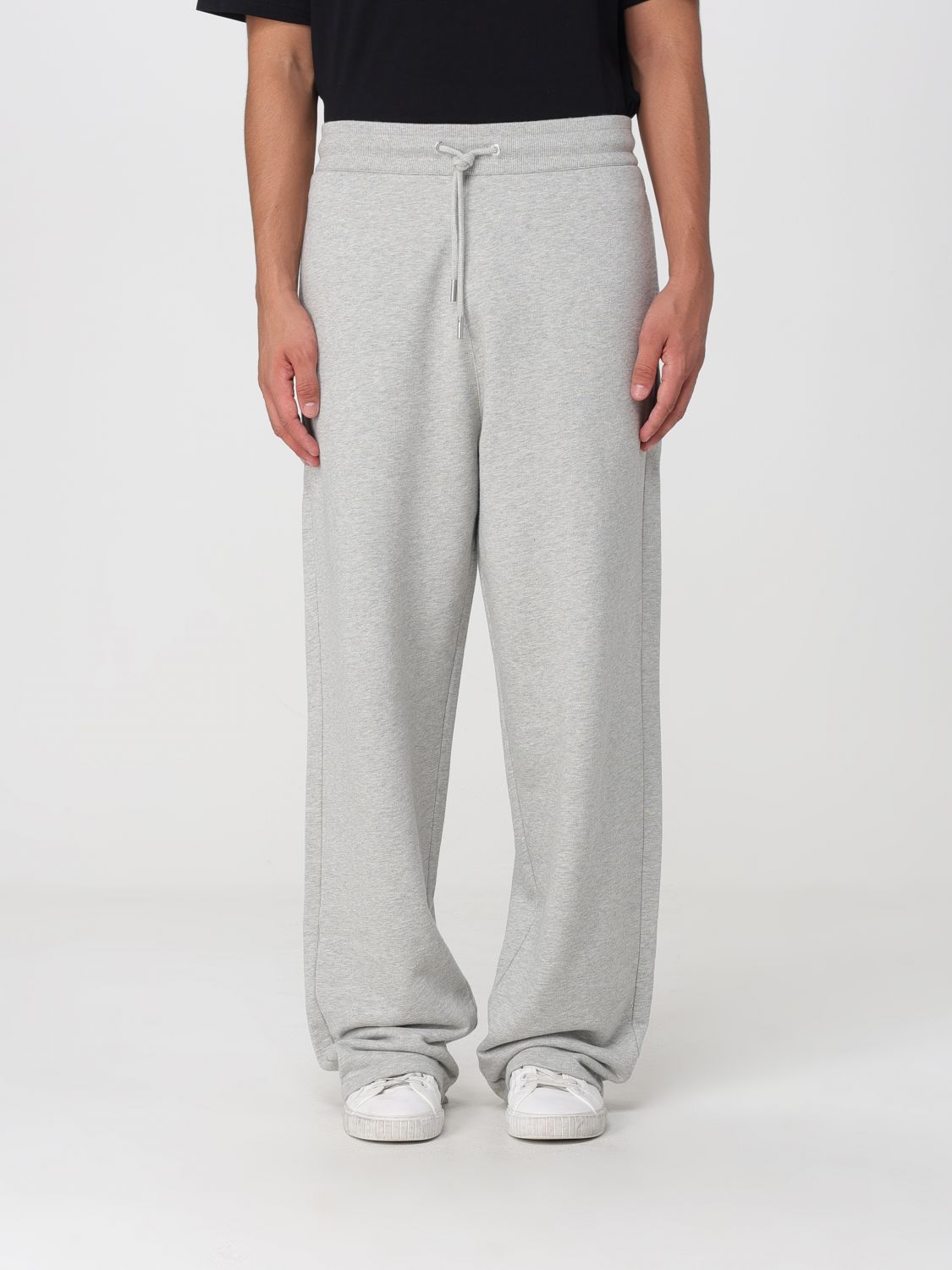 AMI PARIS Pantaloni jogging in cotone a gamba dritta con logo ricamato