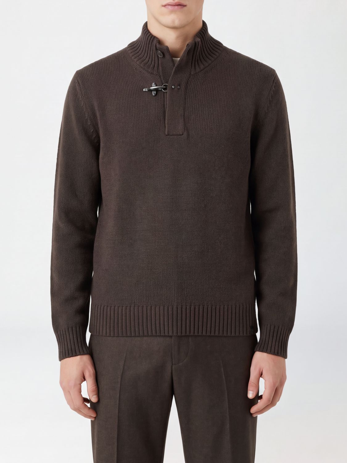 FAY Langärmeliger Rollkragenpullover aus Wolle mit ikonischem Knebelverschluss