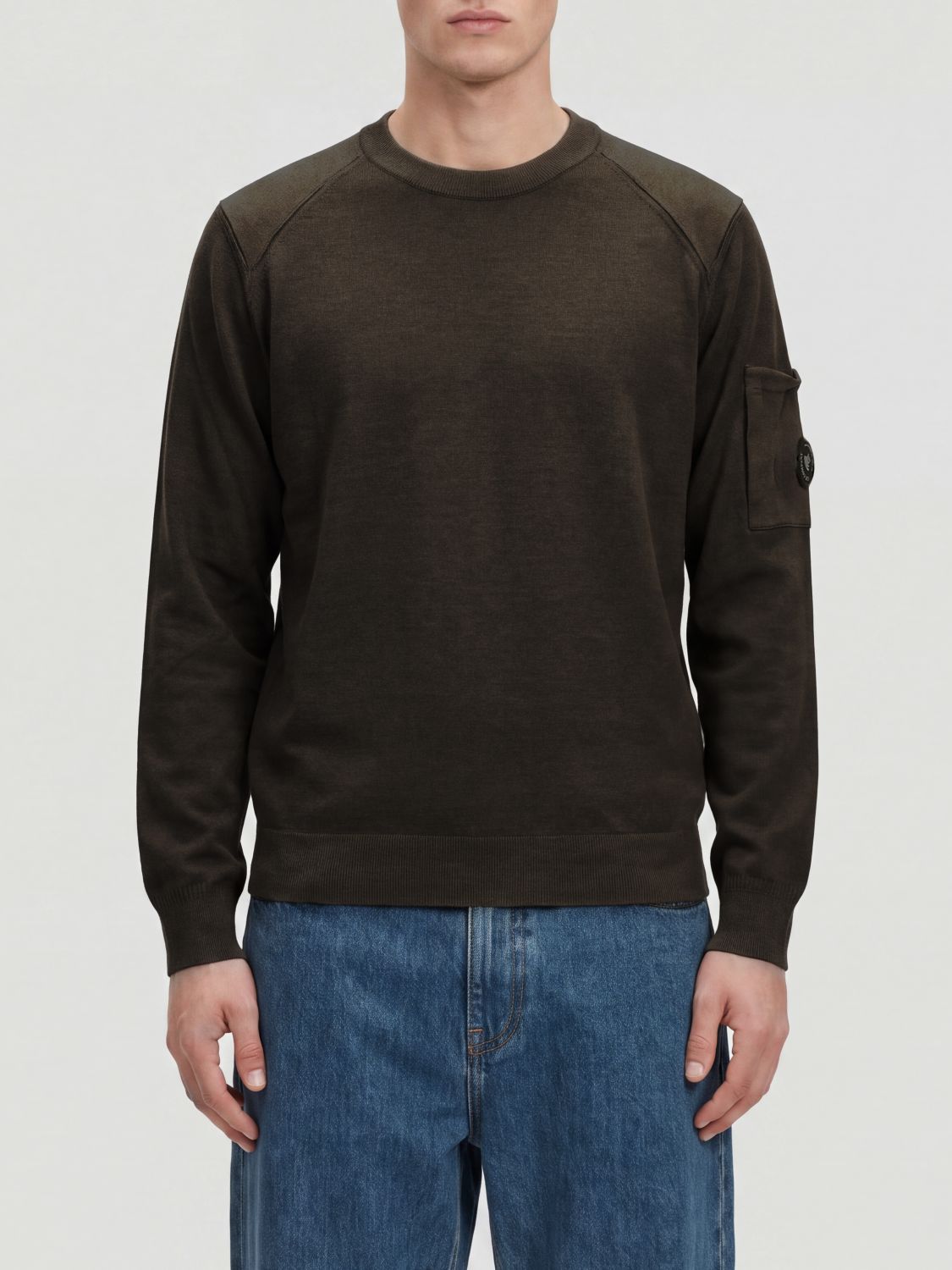 C. P. COMPANY Wool Crewneck Jumper with Long Sleeves and Patch Pocket