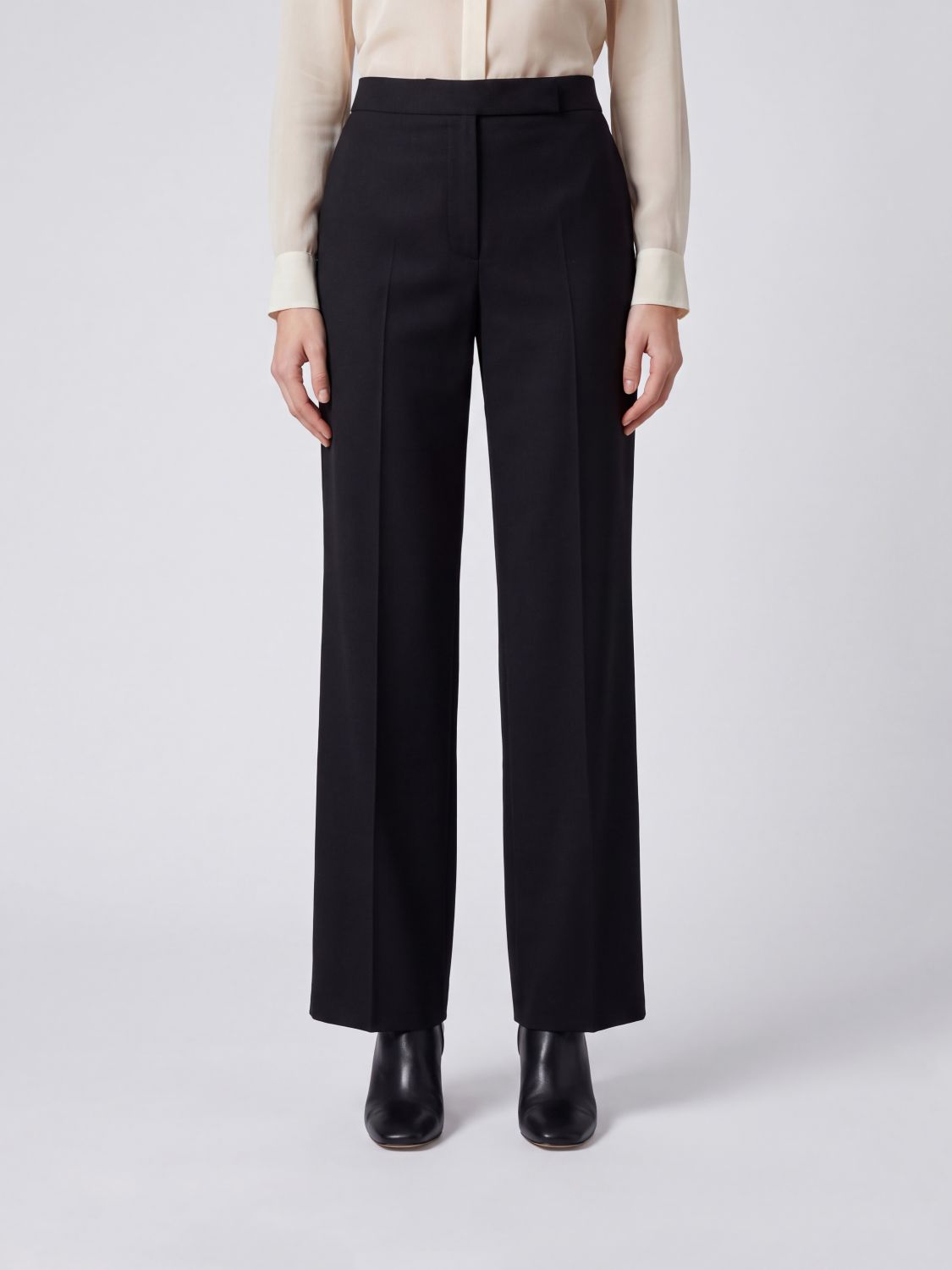 MAX MARA High-Waisted Straight Leg Trousers in Linen and Silk