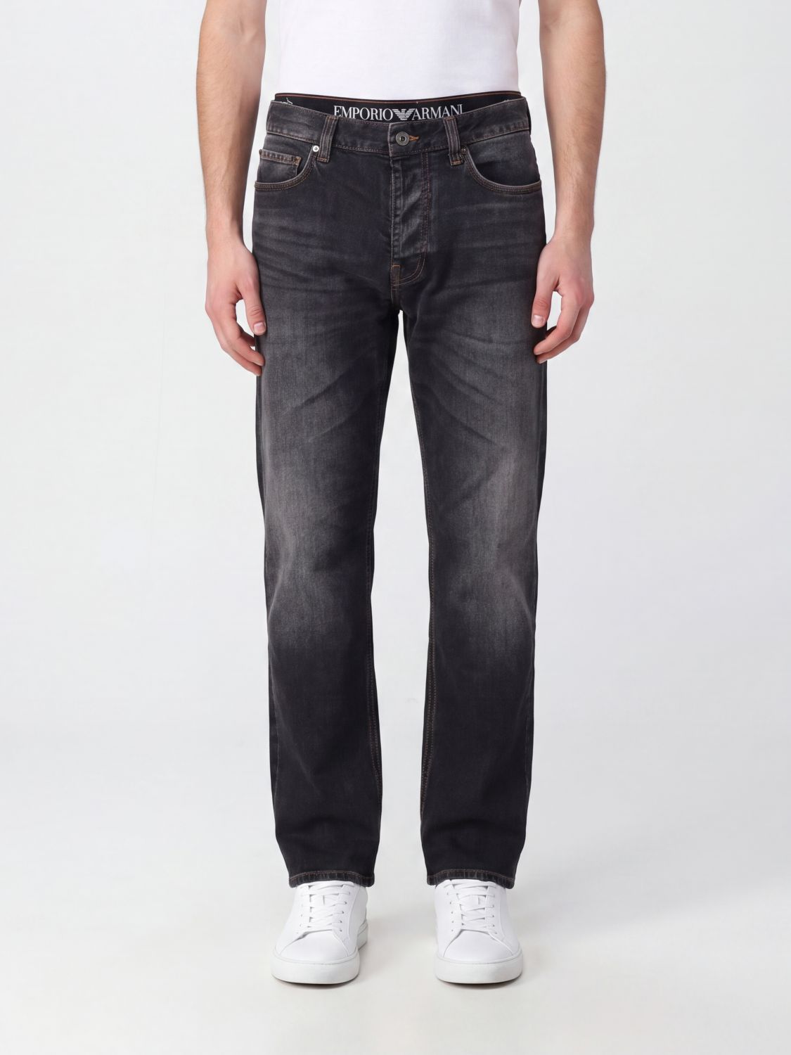 EMPORIO ARMANI Jeans straight a vita media in denim di cotone