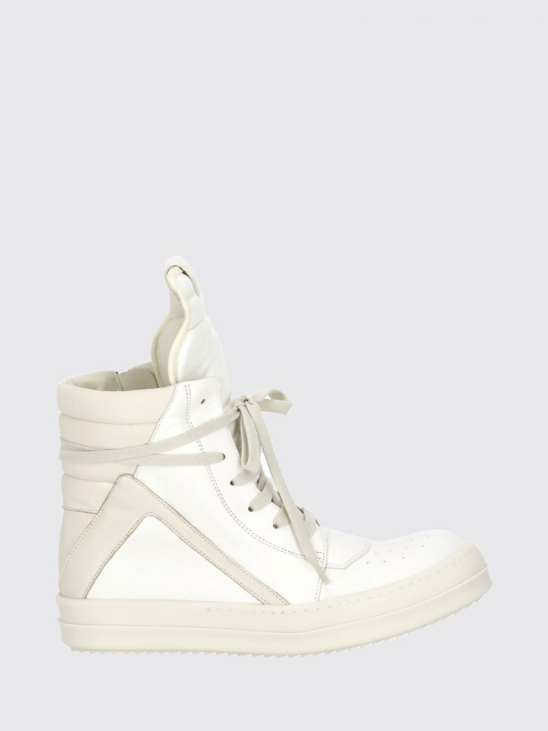 RICK OWENS Bicolour Leather High-Top Trainers with Padded Ankle