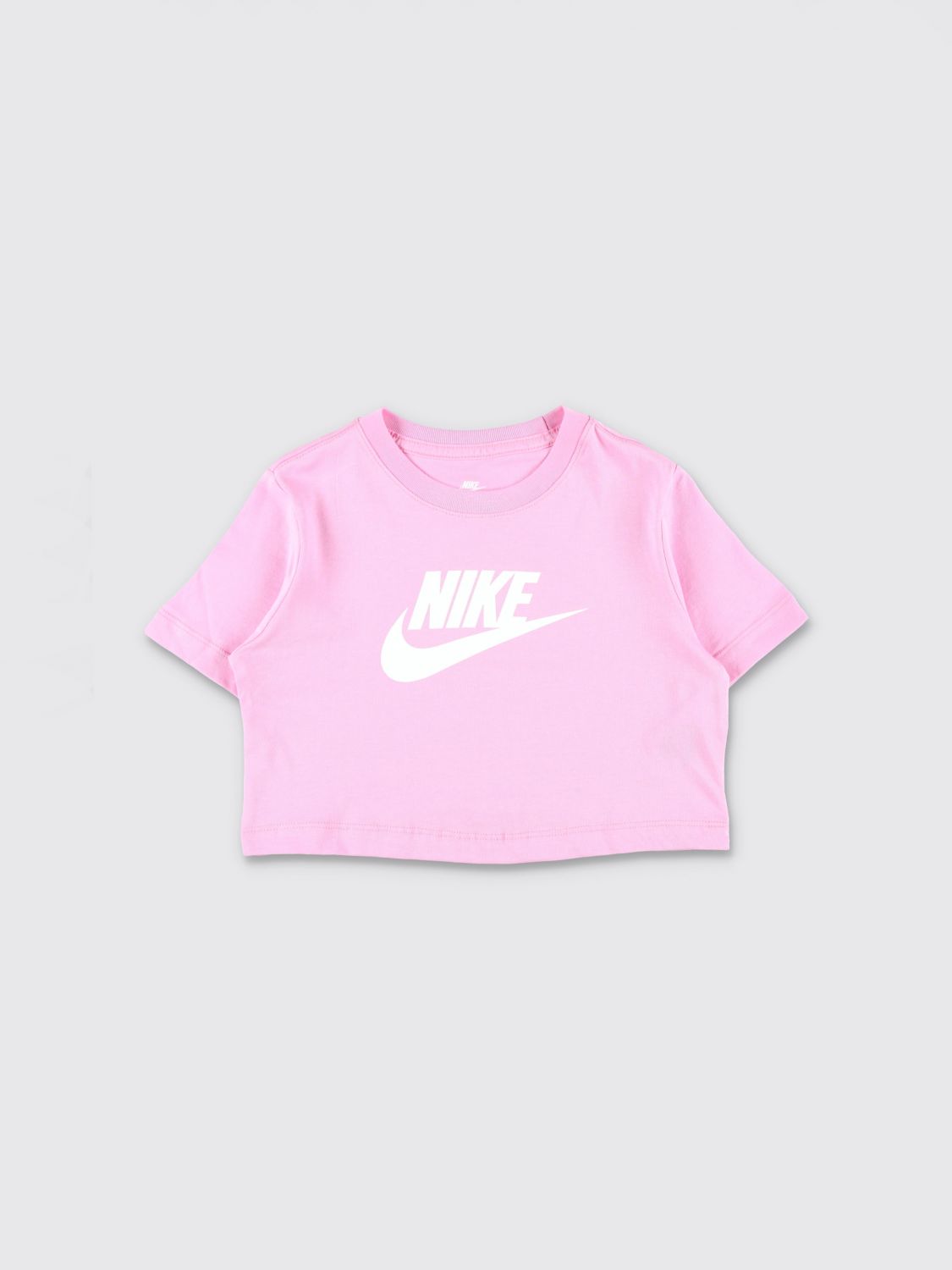 NIKE Cropped-Fit T-Shirt für Jungen aus Baumwolle mit kontrastierendem Swoosh-Logo