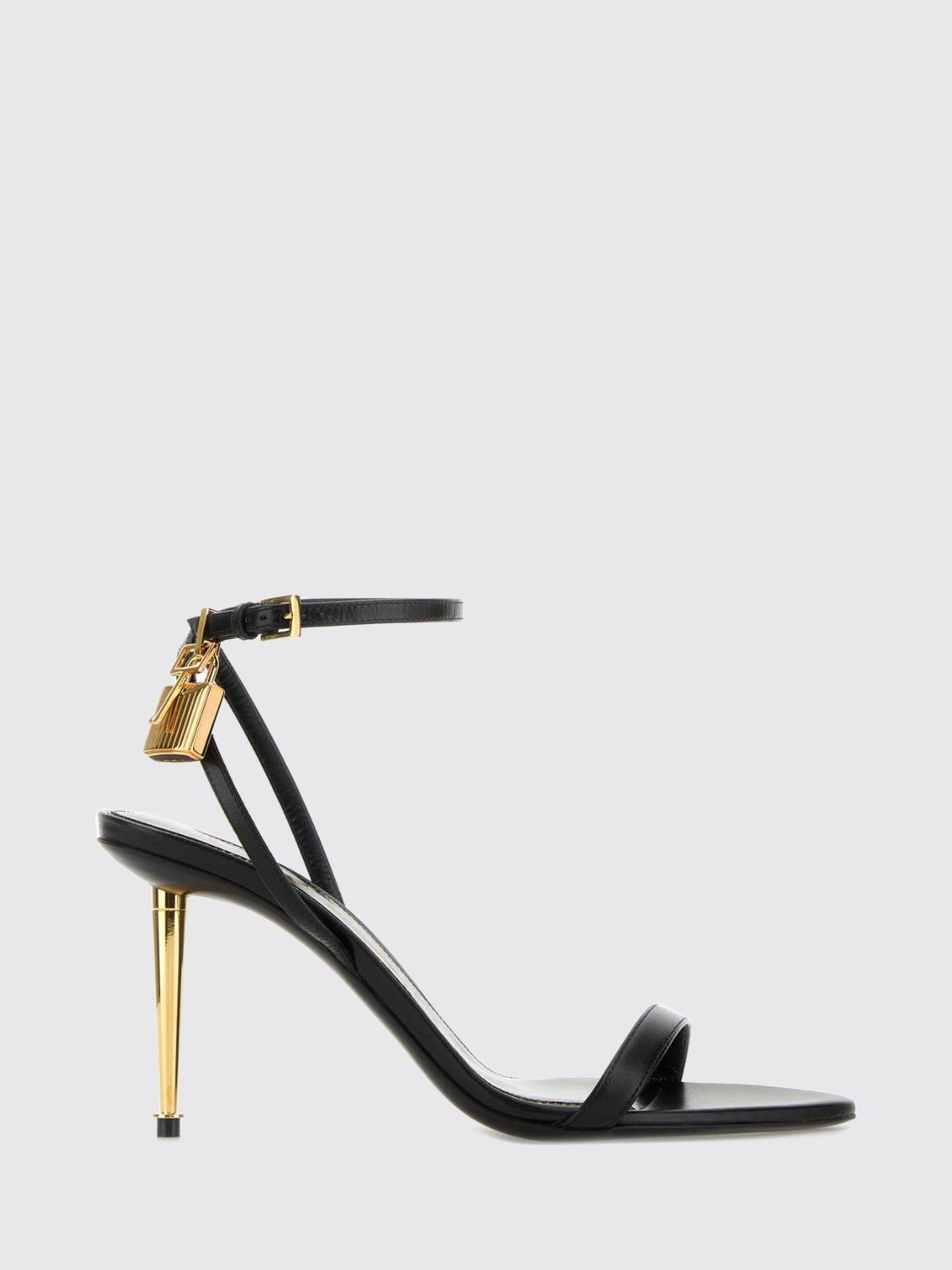 TOM FORD Padlock Ovine Leather Stiletto Heel Sandals with Strap