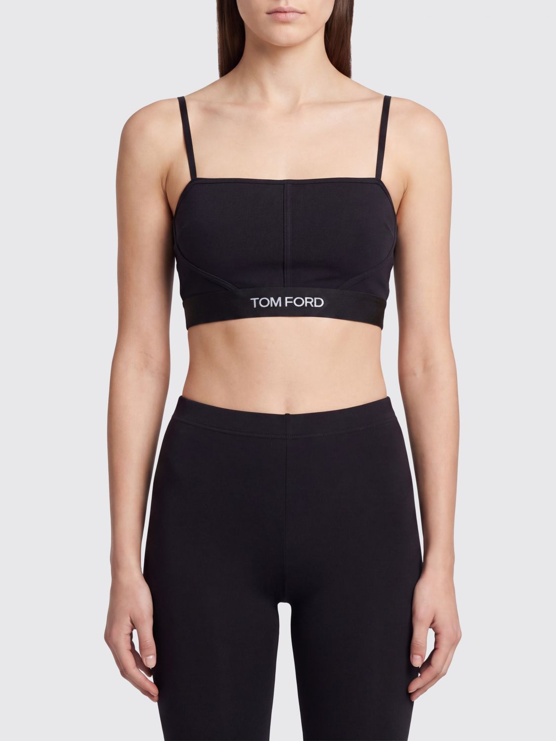 TOM FORD Slim Fit Cropped-Top aus Modal mit Jacquard-Logo und schmalen Trägern
