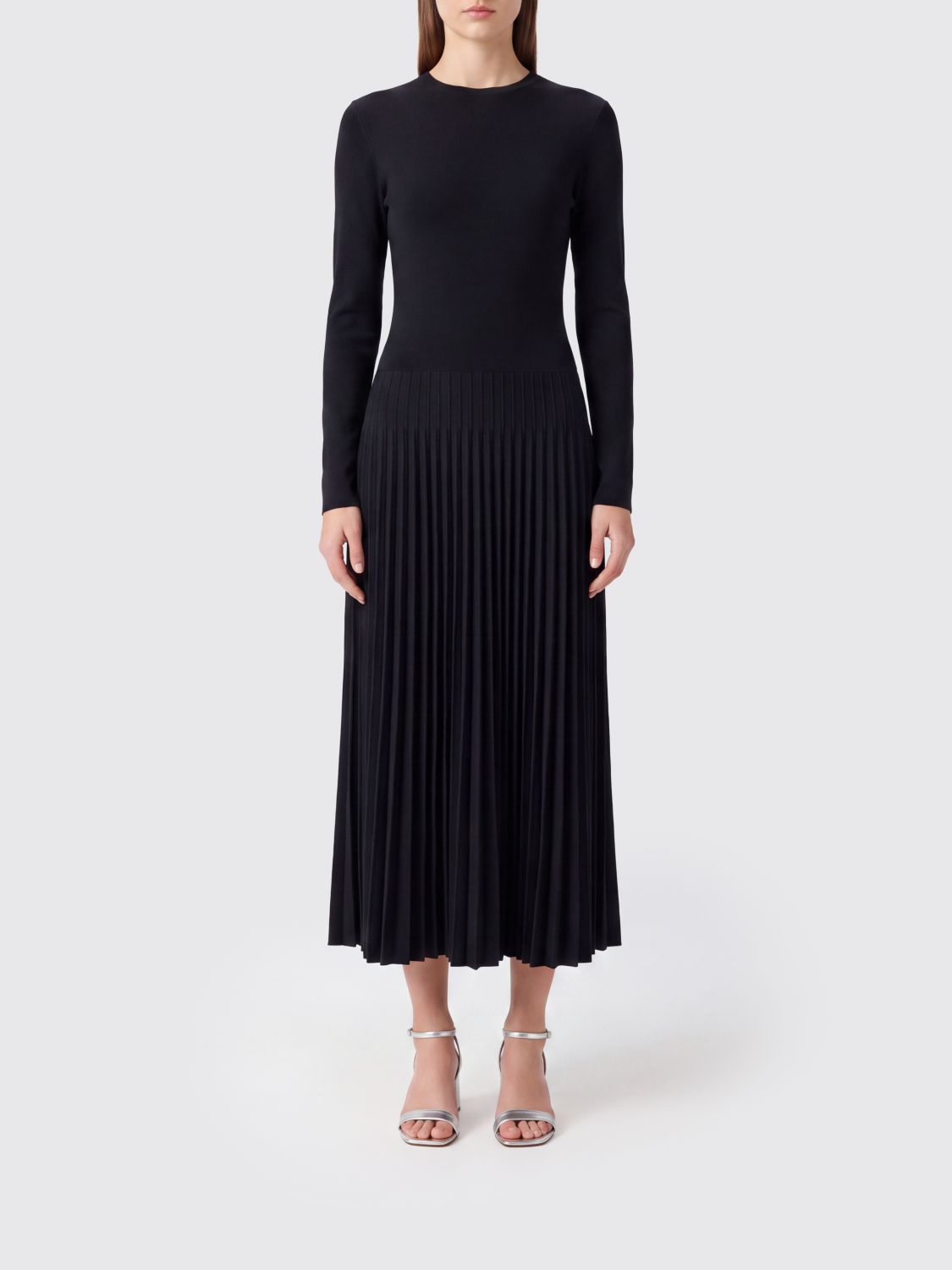 Fabiana Filippi Pleated Wool and Cotton Blend Midi Knit Dress