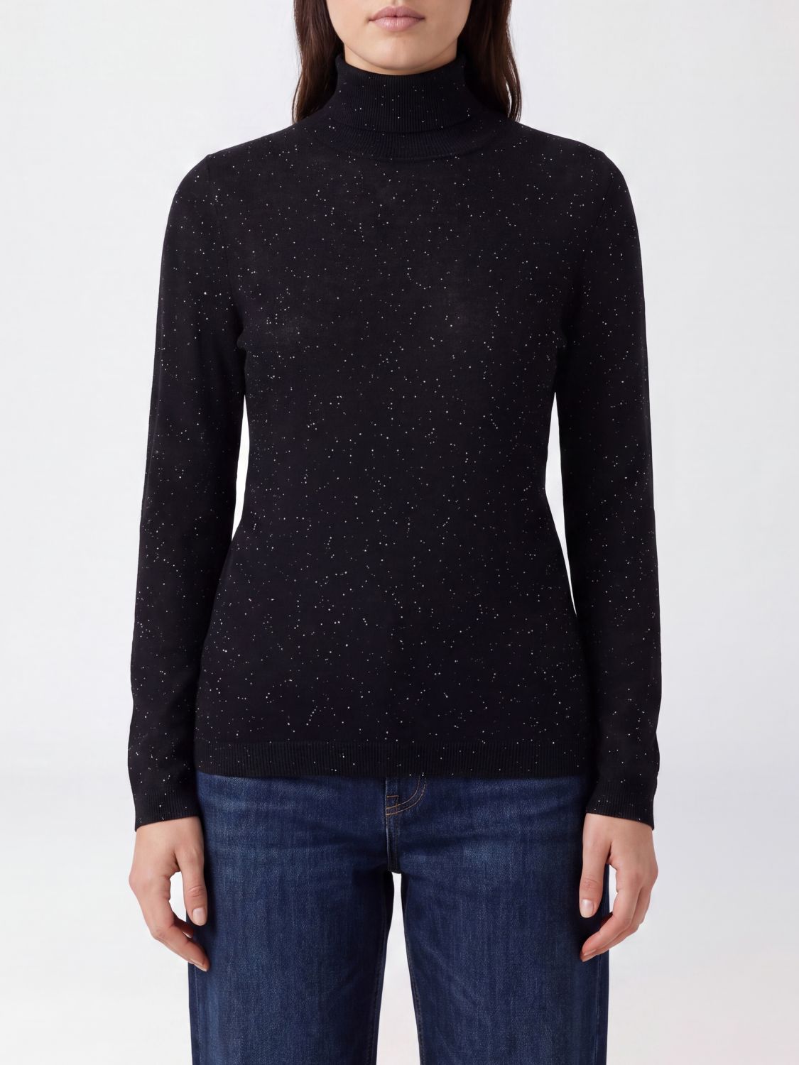 FABIANA FILIPPI Schmal geschnittener Rollkragenpullover aus Wolle mit Paillettenstickerei