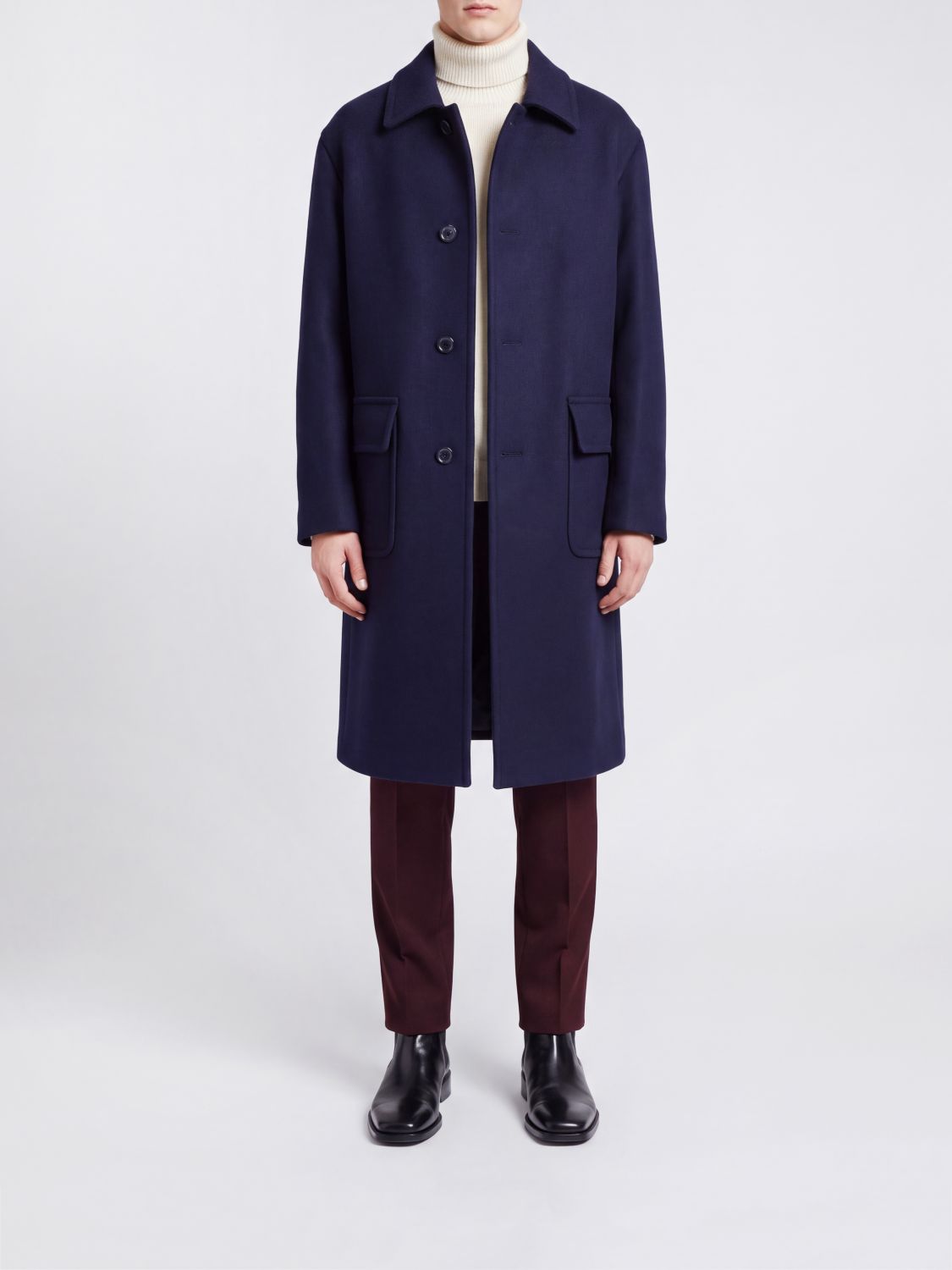 Dries Van Noten Single-Breasted Long Wool-Blend Coat
