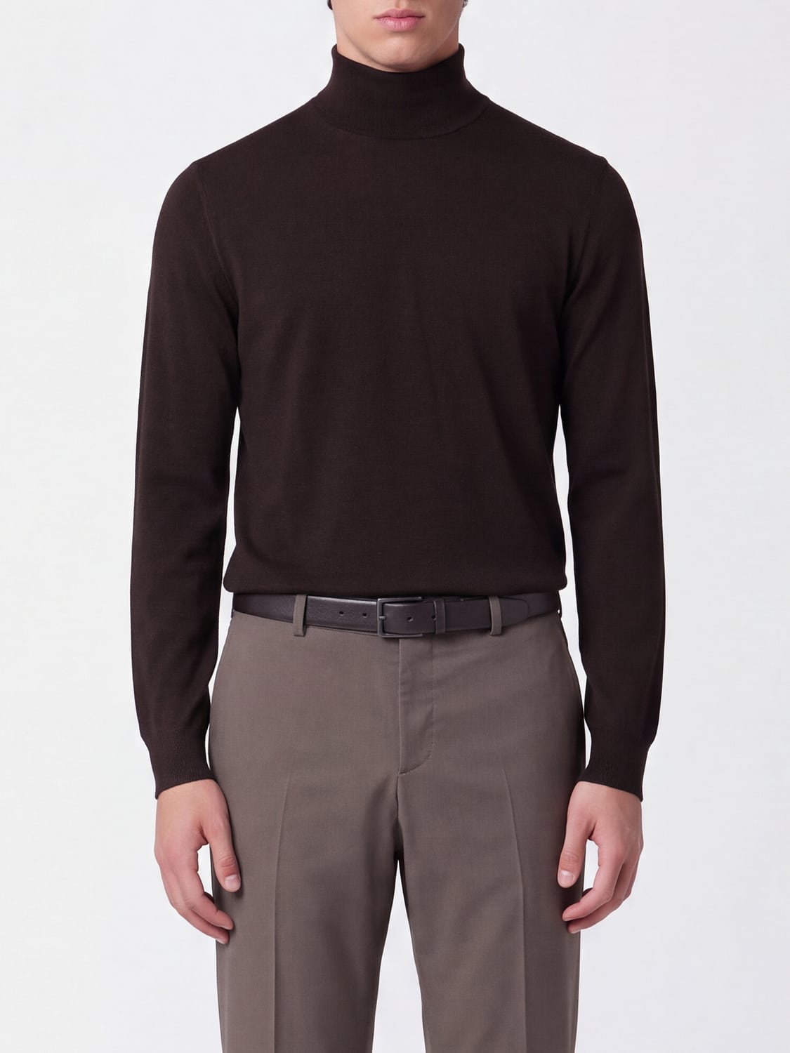 DRUMOHR Long-Sleeved Turtleneck in Fine Super 140's Virgin Wool