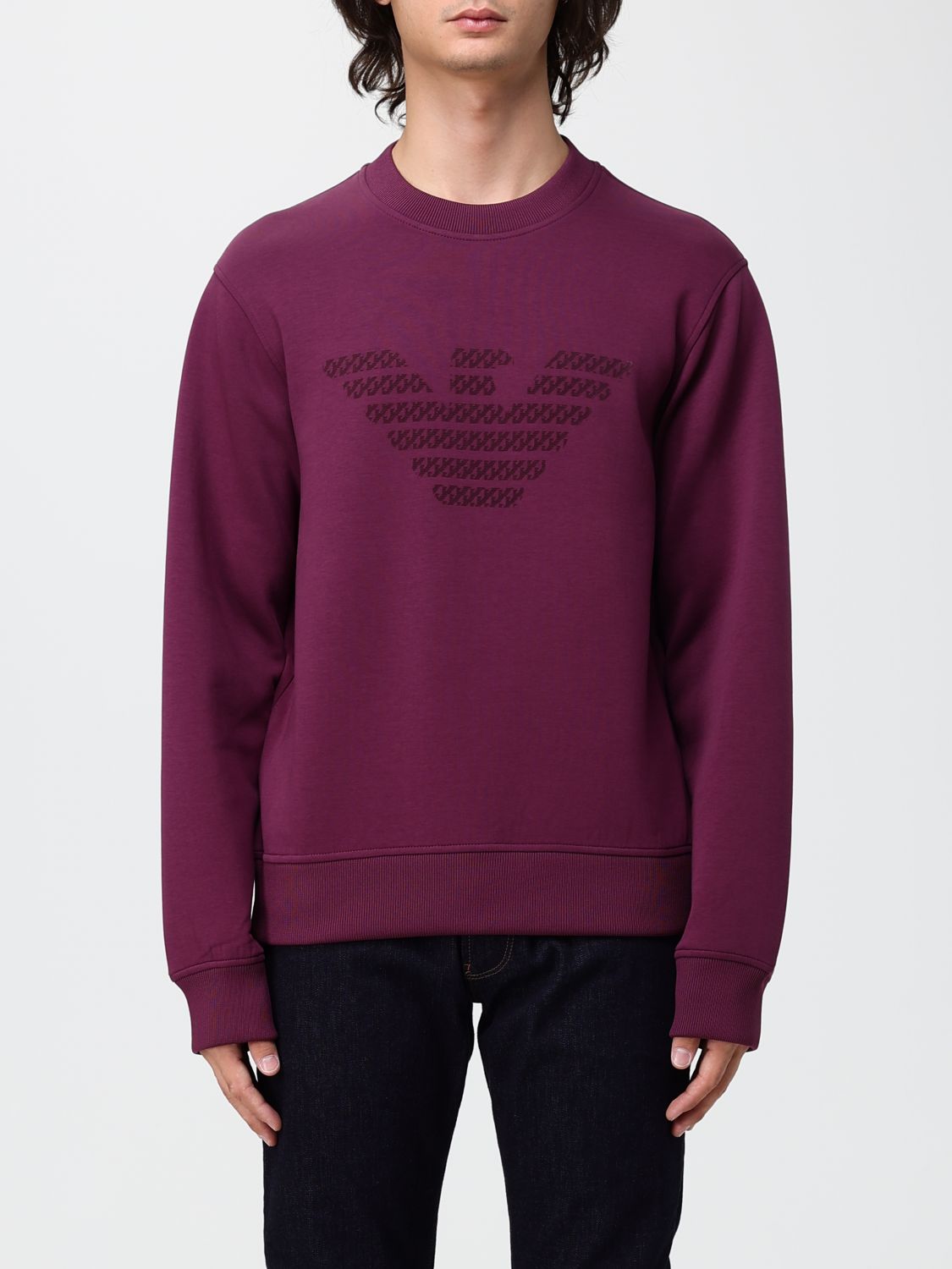 Emporio Armani Sweatshirt Men Color Burgundy In 酒红