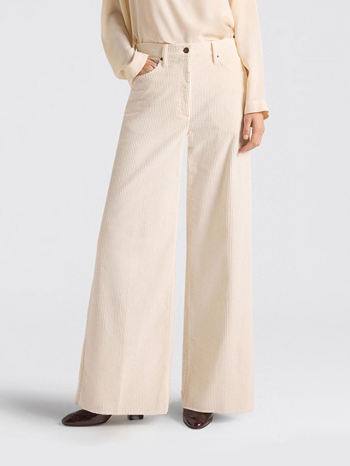 Momonì Aoki Bis High-Waisted Flared Trousers in Ribbed Velvet