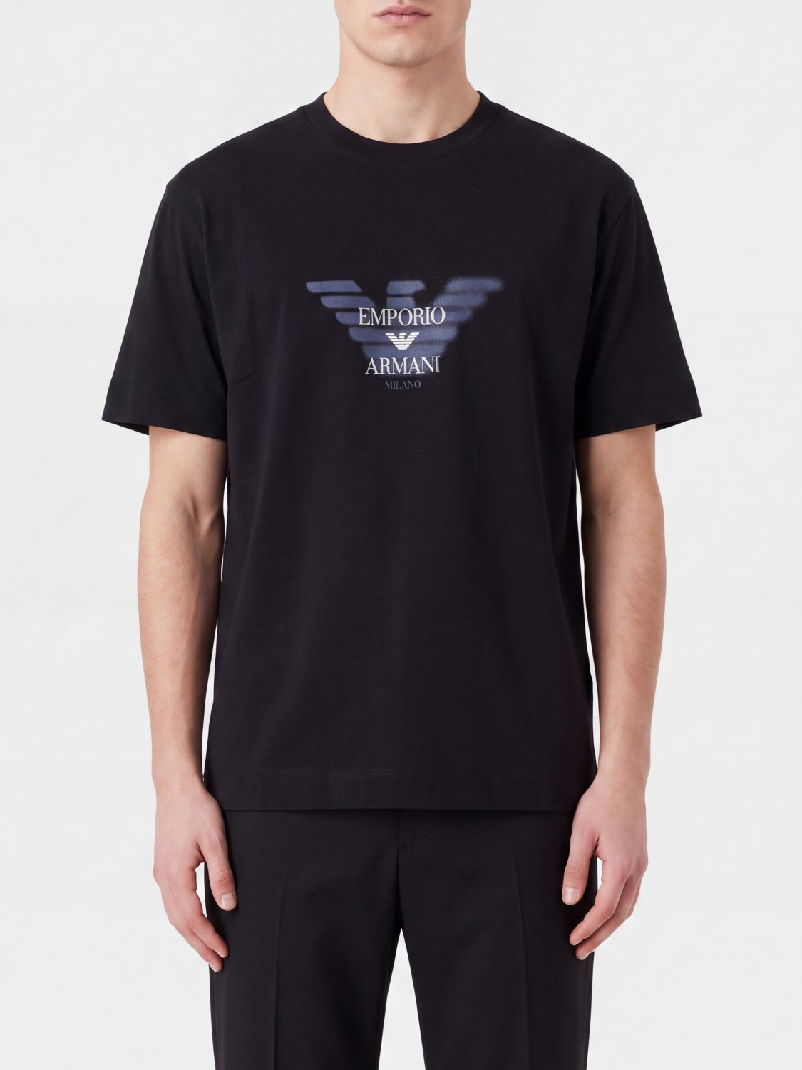 EMPORIO ARMANI T-Shirt aus Lyocell-Baumwoll-Mischung mit Adler-Logo