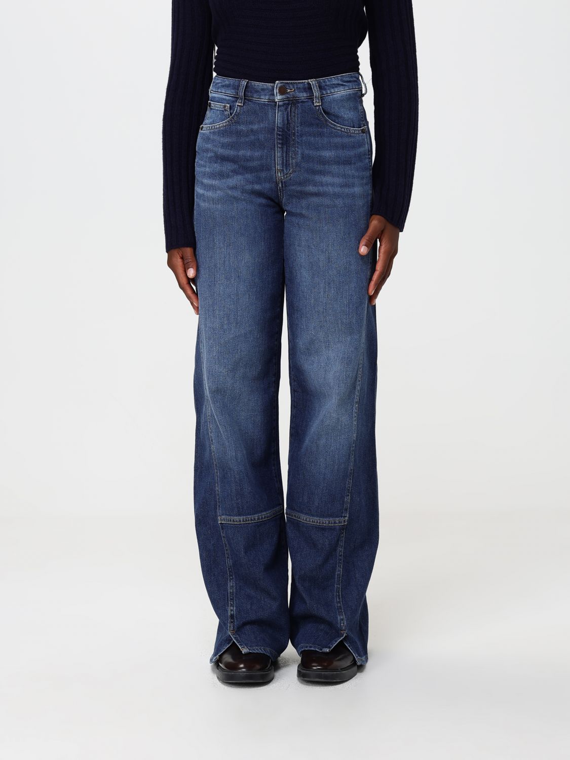 EMPORIO ARMANI Mid-Rise Wide Leg Jeans in Cotton Denim