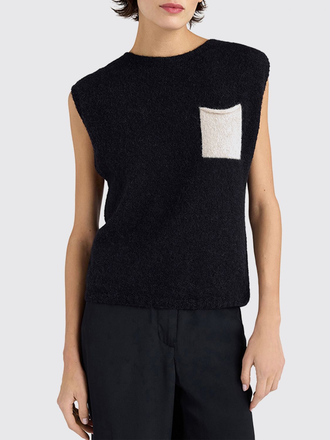 Momonì Sleeveless Alpaca-Blend Knitted Top Momonì with Patch Pockets