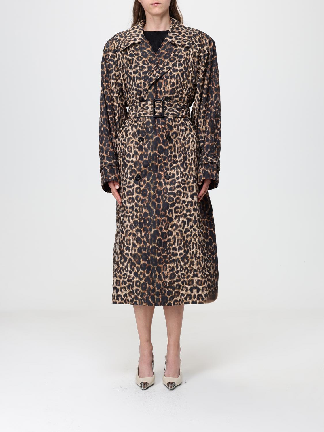SAINT LAURENT Zweireihiger Trenchcoat mit Animal-Print und Gürtel