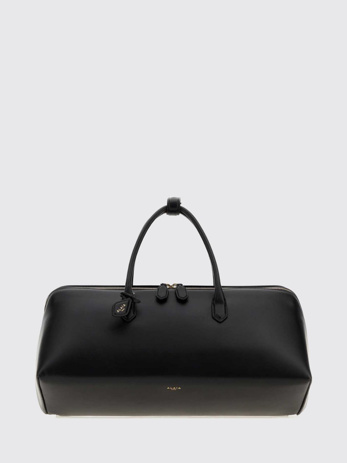 ALAÏA Delta Medium Calfskin Leather Handbag with Logo Charm ALAÏA Delta Medium Calfskin Leather Handbag with Logo Charm