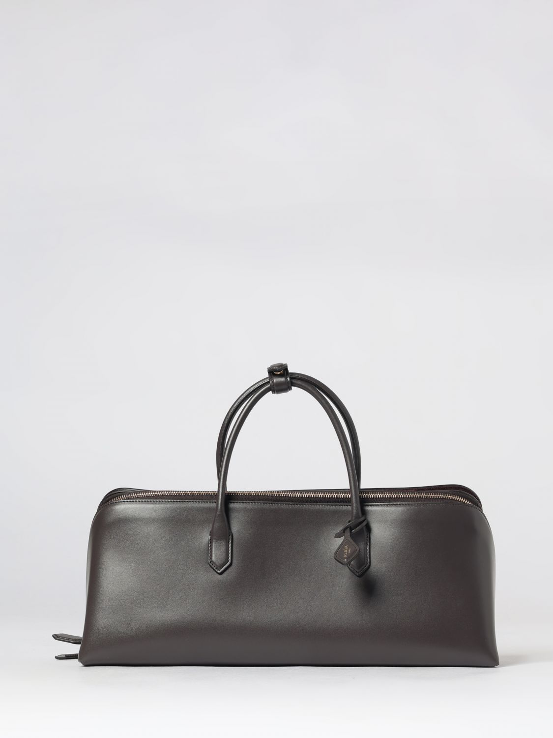 ALAÏA Delta Medium Calfskin Leather Handbag with Logo Charm ALAÏA Delta Medium Calfskin Leather Handbag with Logo Charm
