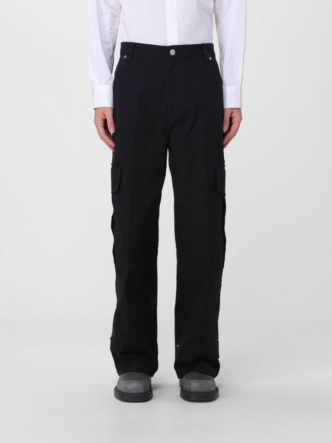 Ami Paris Wide-Leg Cotton Cargo Trousers with Mid-Rise Waist
