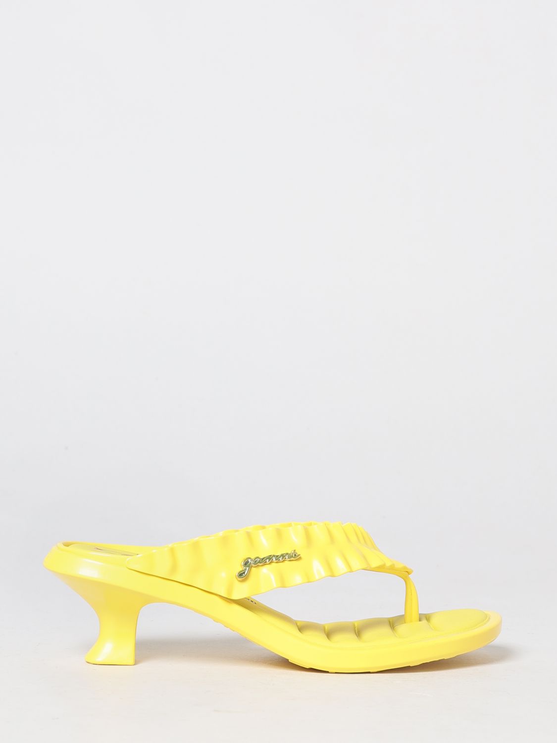 Melissa x Ganni Geraffte PVC-Zehentrenner-Sandalen mit niedrigem Absatz