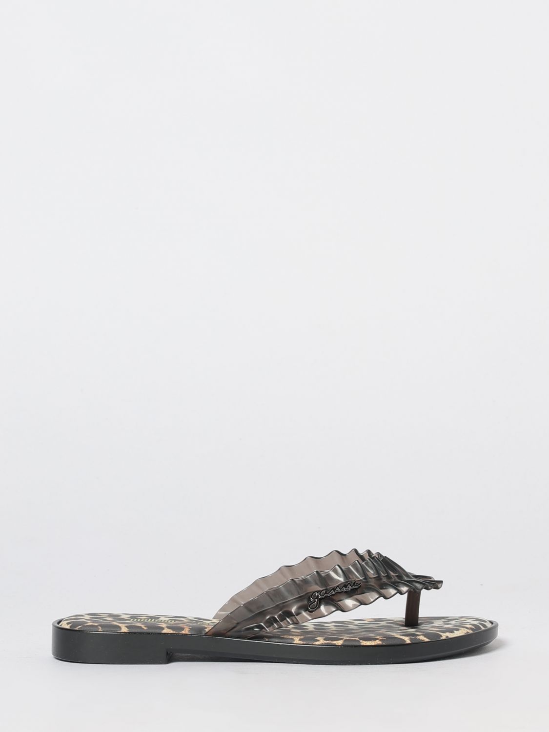 Melissa x Ganni Geraffte PVC-Zehentrenner-Sandalen mit niedrigem Absatz