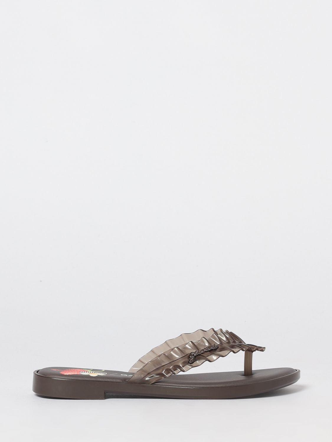 Melissa x Ganni Geraffte PVC-Zehentrenner-Sandalen mit niedrigem Absatz