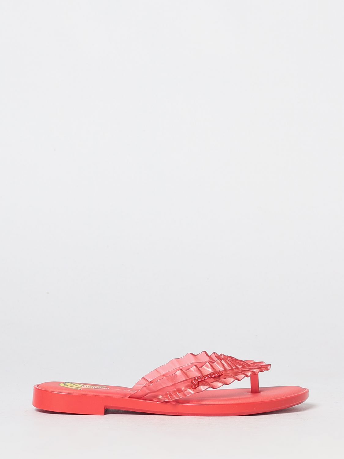 Melissa x Ganni Geraffte PVC-Zehentrenner-Sandalen mit niedrigem Absatz